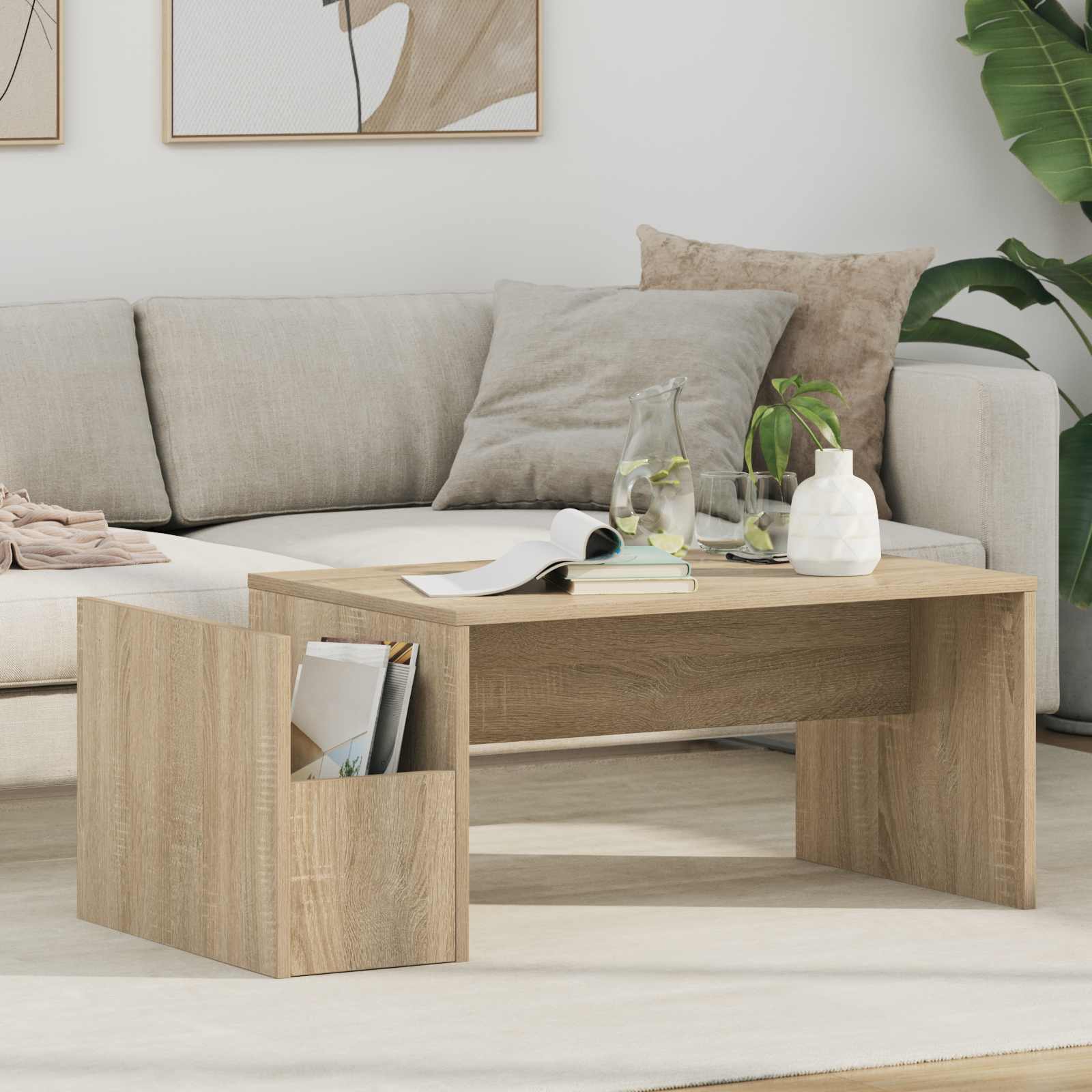 Coffee Table Sonoma Oak 90 X 45 X 35 Cm Engineered Wood Vidaxl
