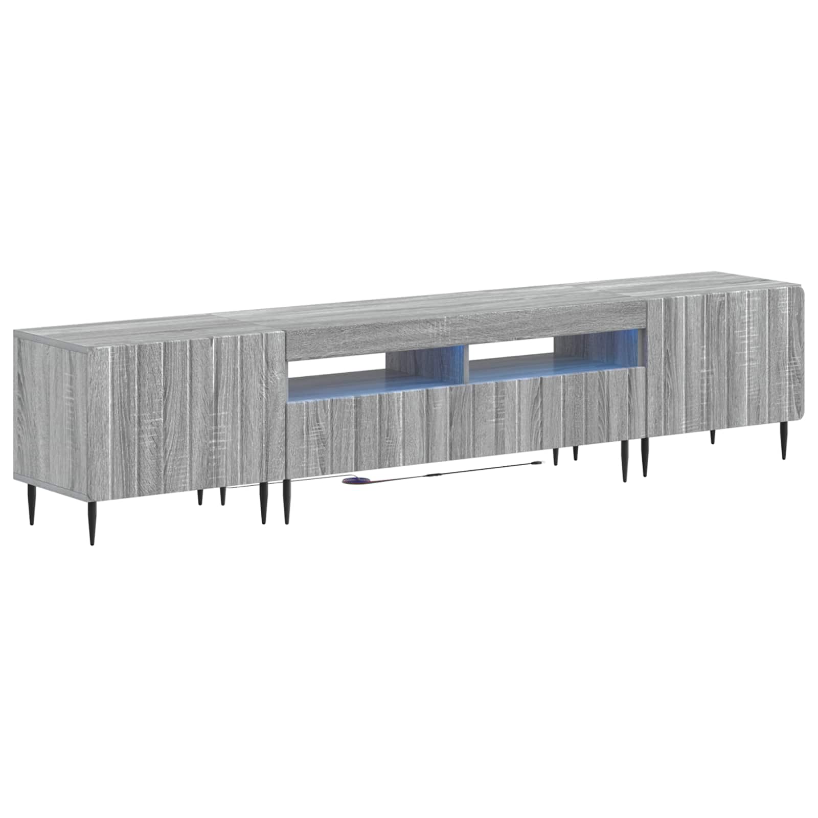 Vidaxl Grau 3-Teiliges Led Tv Regal Zwolle Sonoma- Holzwerkstoff