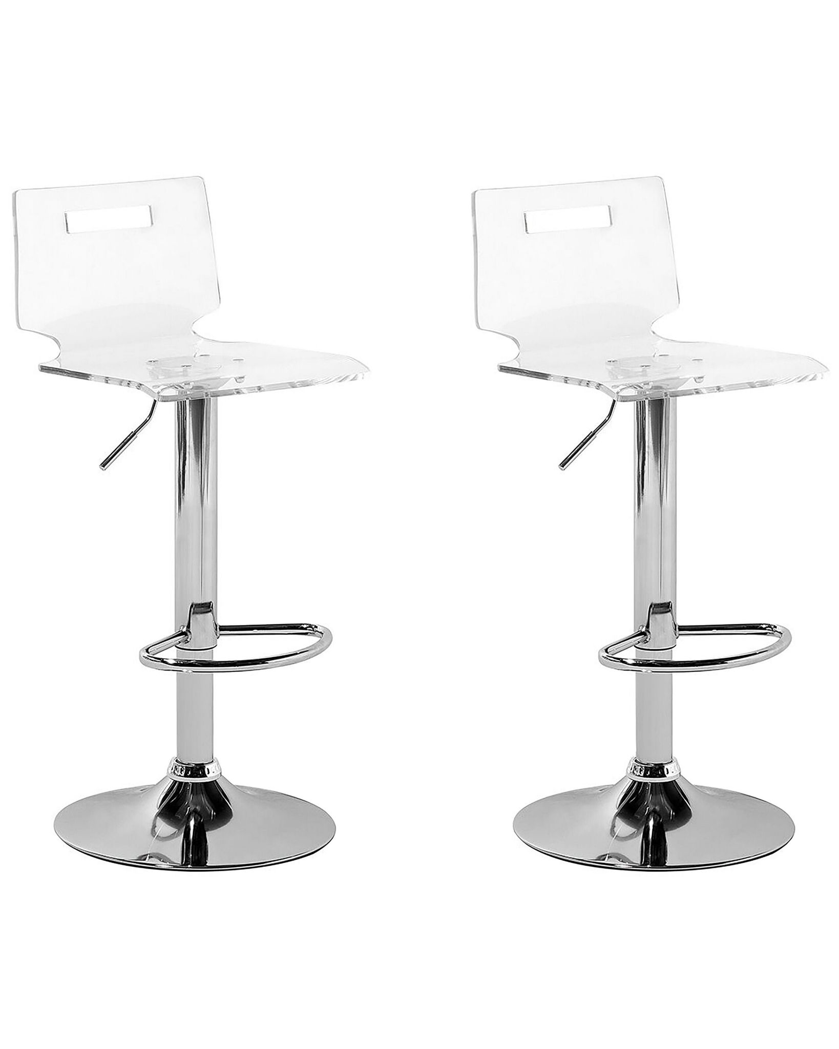 Beliani Trendy Barhocker 2er Set Transparent/weiß Metall Modern