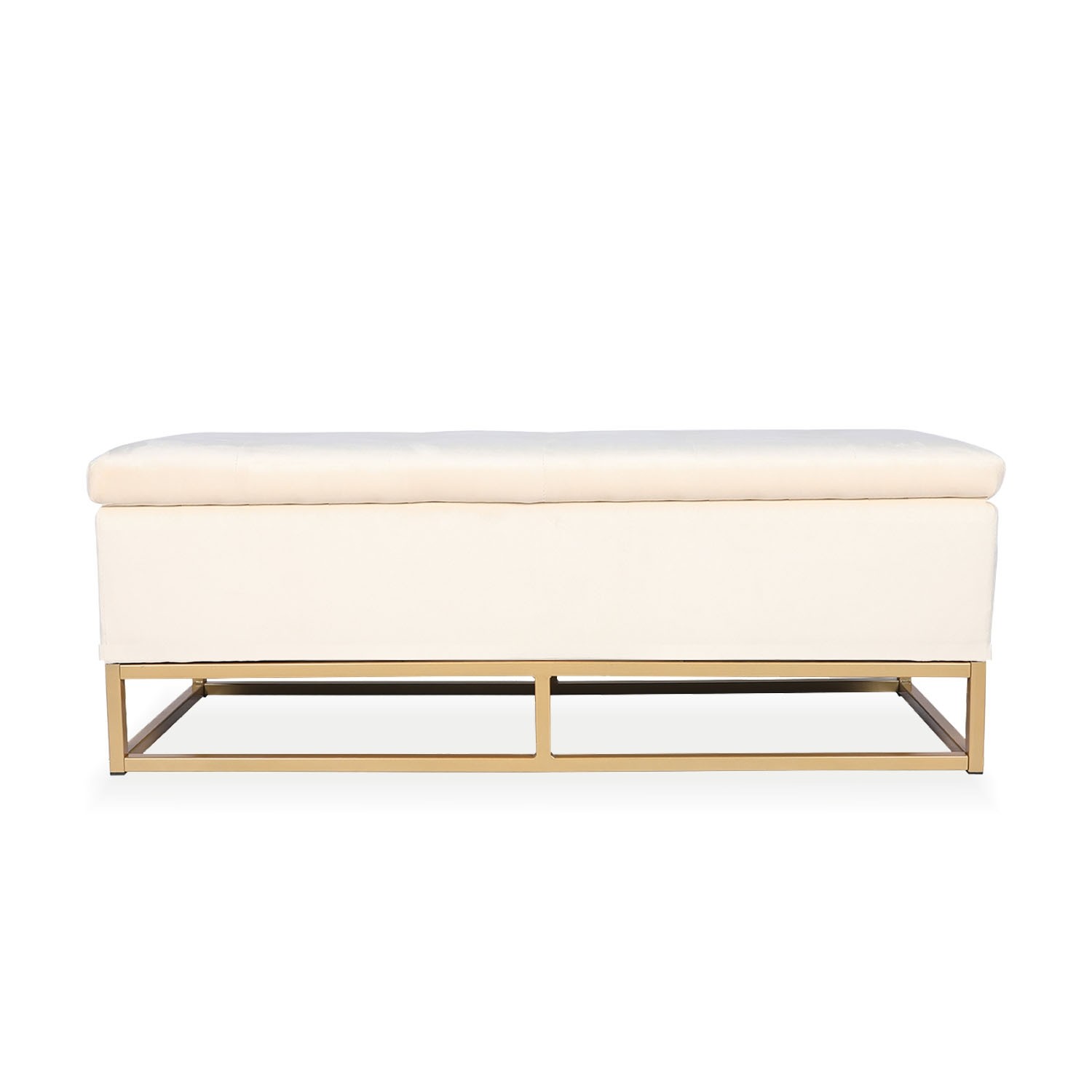 Banquette Coffre Angele Velours Beige Pieds Doré
