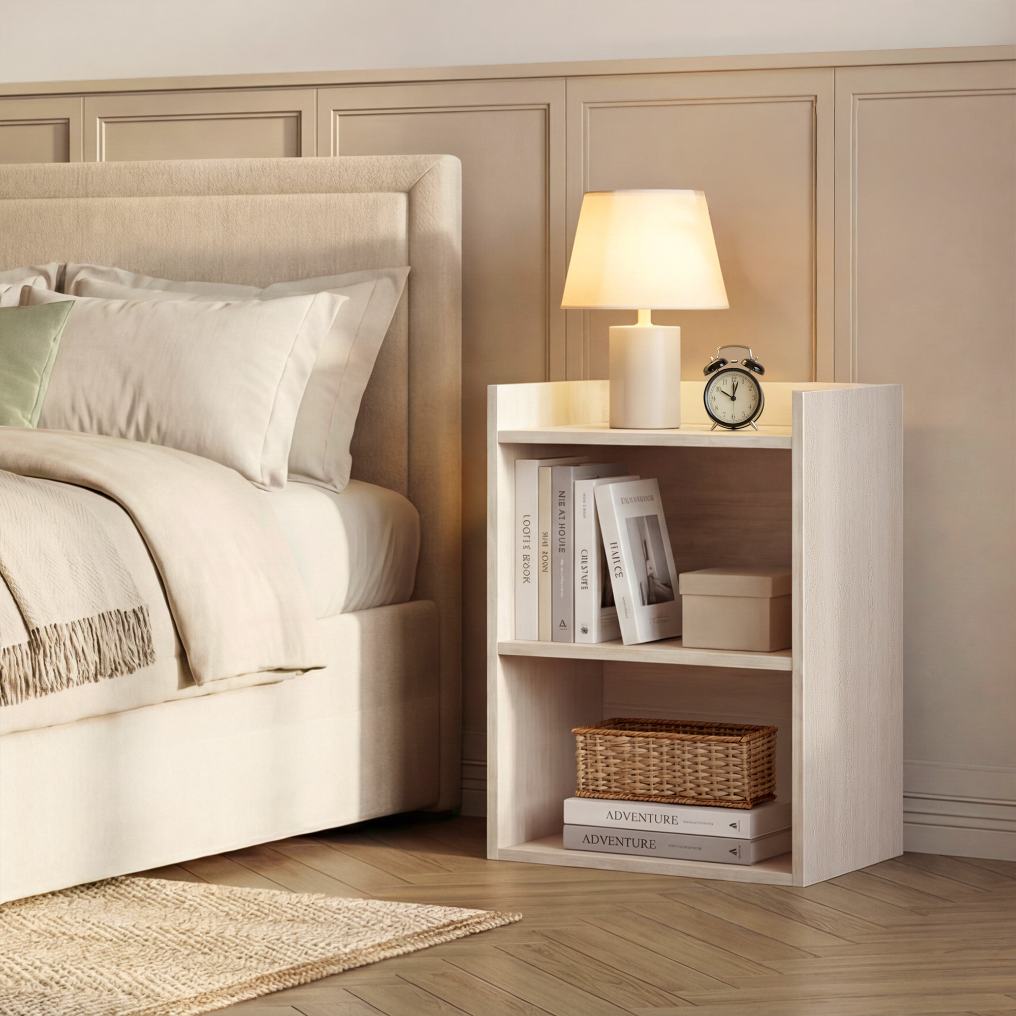 Vasagle – Lot De 2 Tables De Chevet Avec Étagère Réglable – Compartiments Ouverts – Design Moderne – 30 X 40 X 60 Cm – Beige