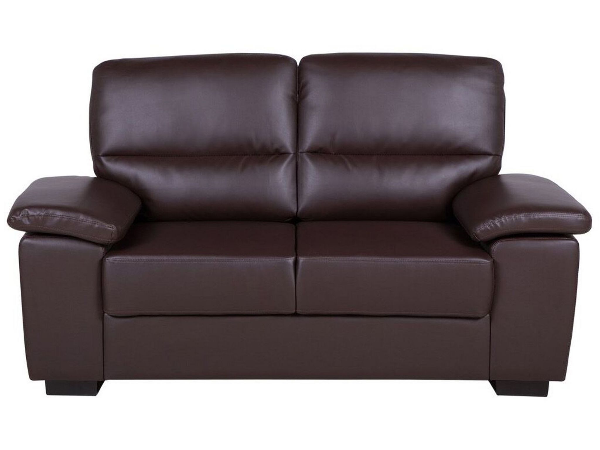 Beliani - Sofa Braun Kunstleder 2-sitzer Retro Wohnzimmer