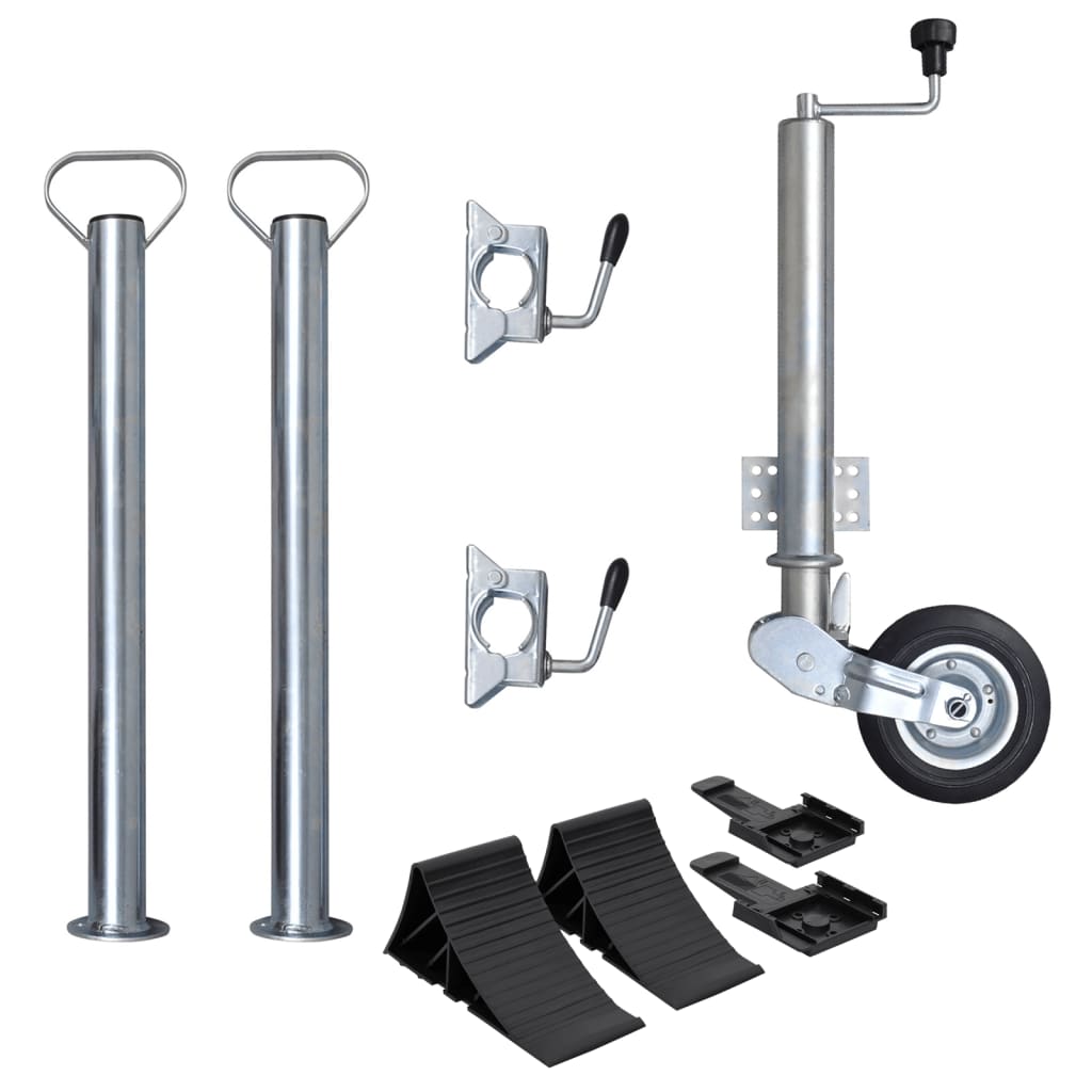 Trailer Jack Wheel 60 Mm With 2 Support Tubes And 2 Split Clamps Vidaxl