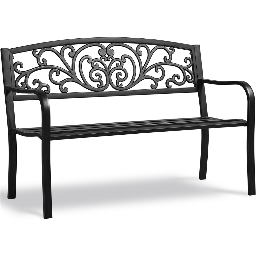 Yaheetech Banc De Jardin En Métal Extérieur Mobilier De Jardin Fer