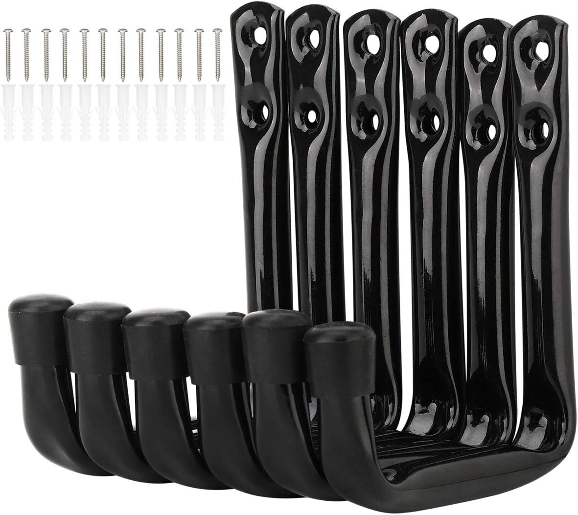 Confezione Da 6 Ganci A J Per Garage - Appendiabiti Da Parete Da 8,8 Cm Per Appendere Attrezzi Da Giardino E Attrezzature Sportive - Carico Massimo 20 Kg LARGEIGHT