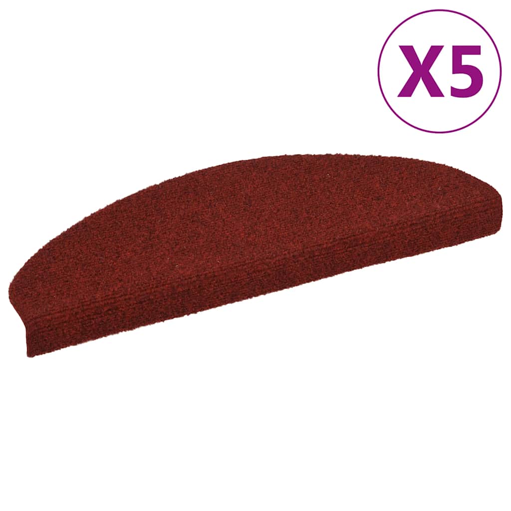Vidaxl Rot Stair Mats Self-Adhesive 5 Pcs 65X21x4 Cm Bordeaux Red Half Round Large