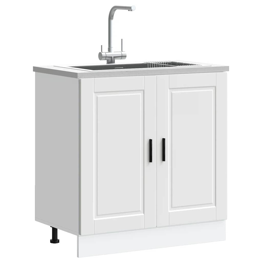 Vidaxl - Meuble Bas Pour Évier Porto Blanc 80x46x81,5 Cm Bois Ingénierie