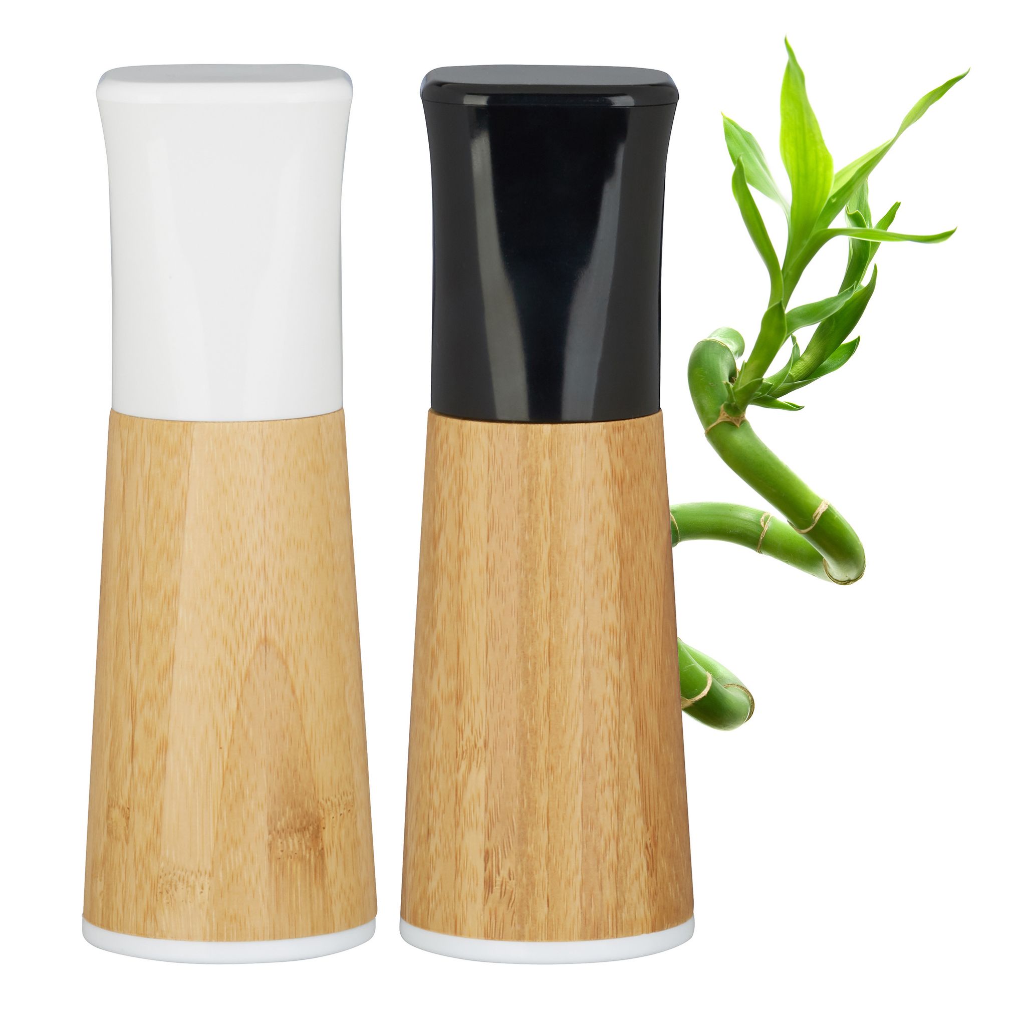 Set Macina Pepe E Sale, Manuale, Doppio Trita Condimenti, In Legno, Grinder In Ceramica Regolabile, Naturale - Relaxdays