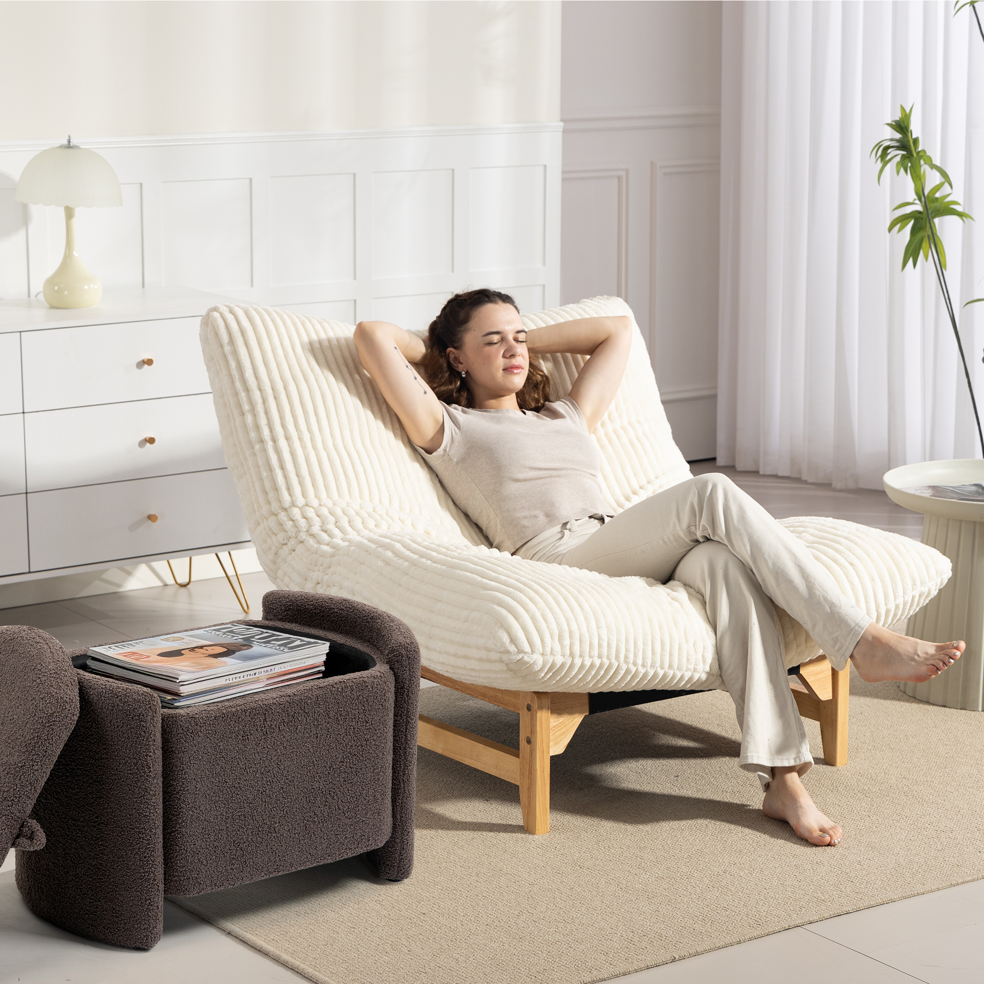 Fauteuil Poire Adulte 1 Place En Velours Côtelé 