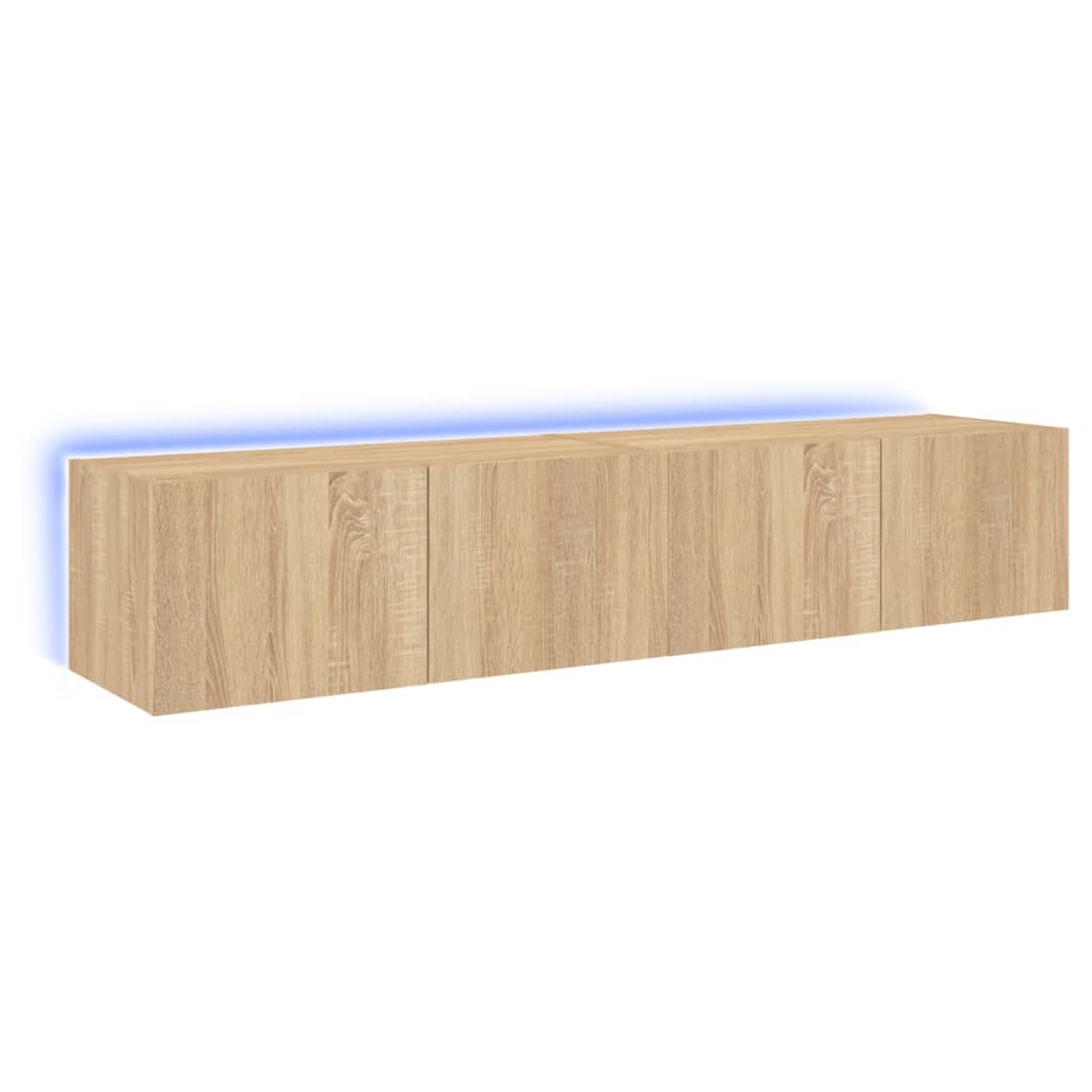 Vidaxl - Meubles Tv Muraux Lumières Led 2 Pcs Chêne Sonoma 80x35x31 Cm