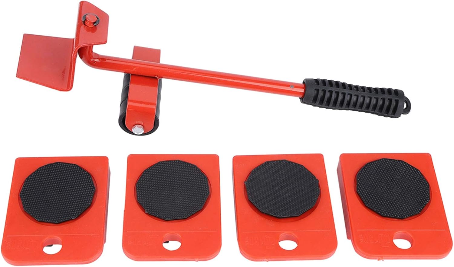 Outil de déplacement de meubles robuste avec barre, fer et ABS, charge 150 kg, lot de 4 patins