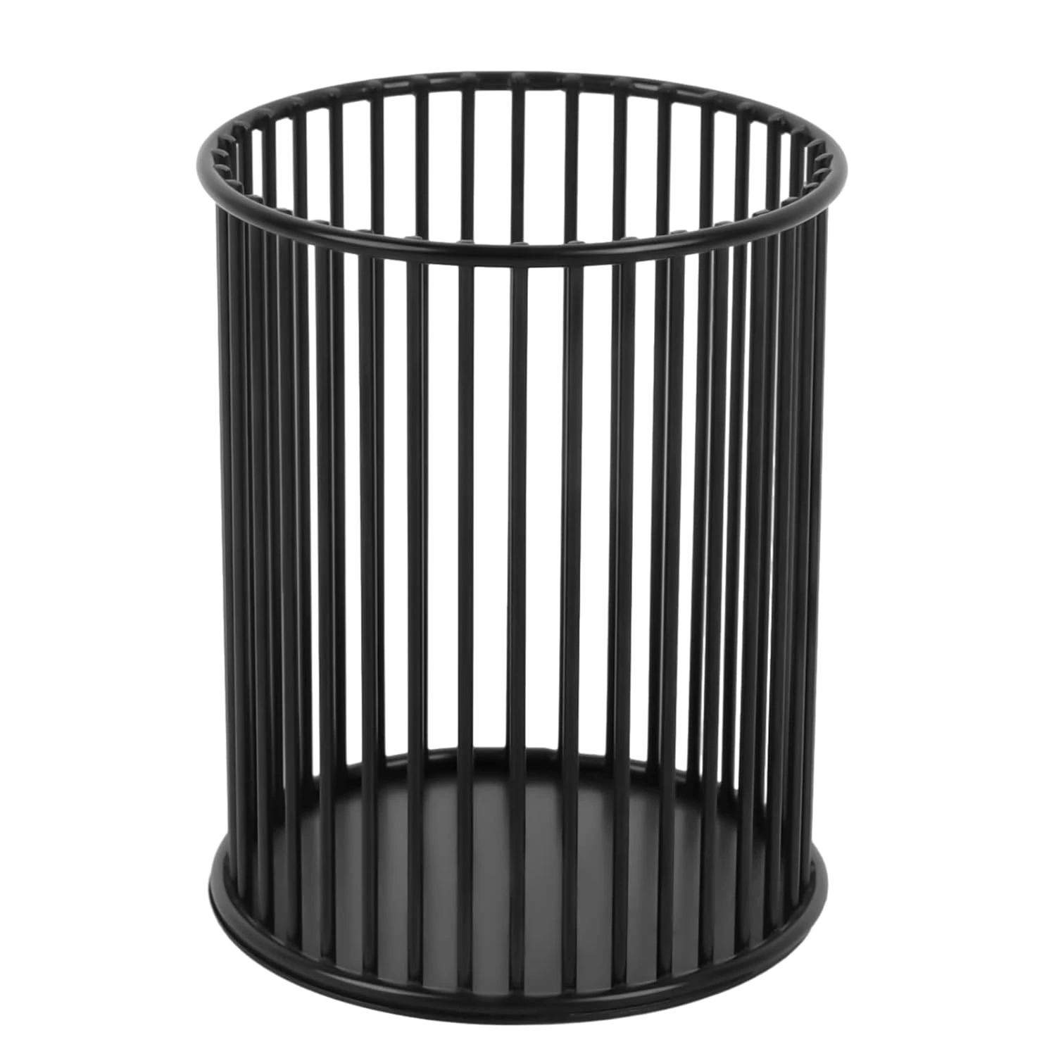 Porte-brosses métallique cylindrique noir, diamètre intérieur 7,6 cm, hauteur 10 cm