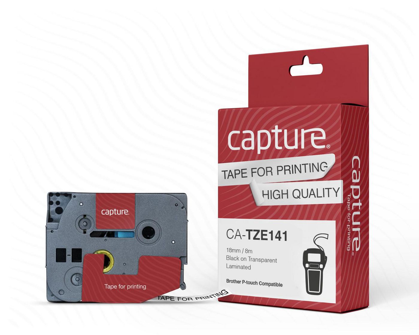 Capture Beschriftungsband 18 Mm X 8 M Schwarz Auf Transparent, Ca-Tze141 5704174942405