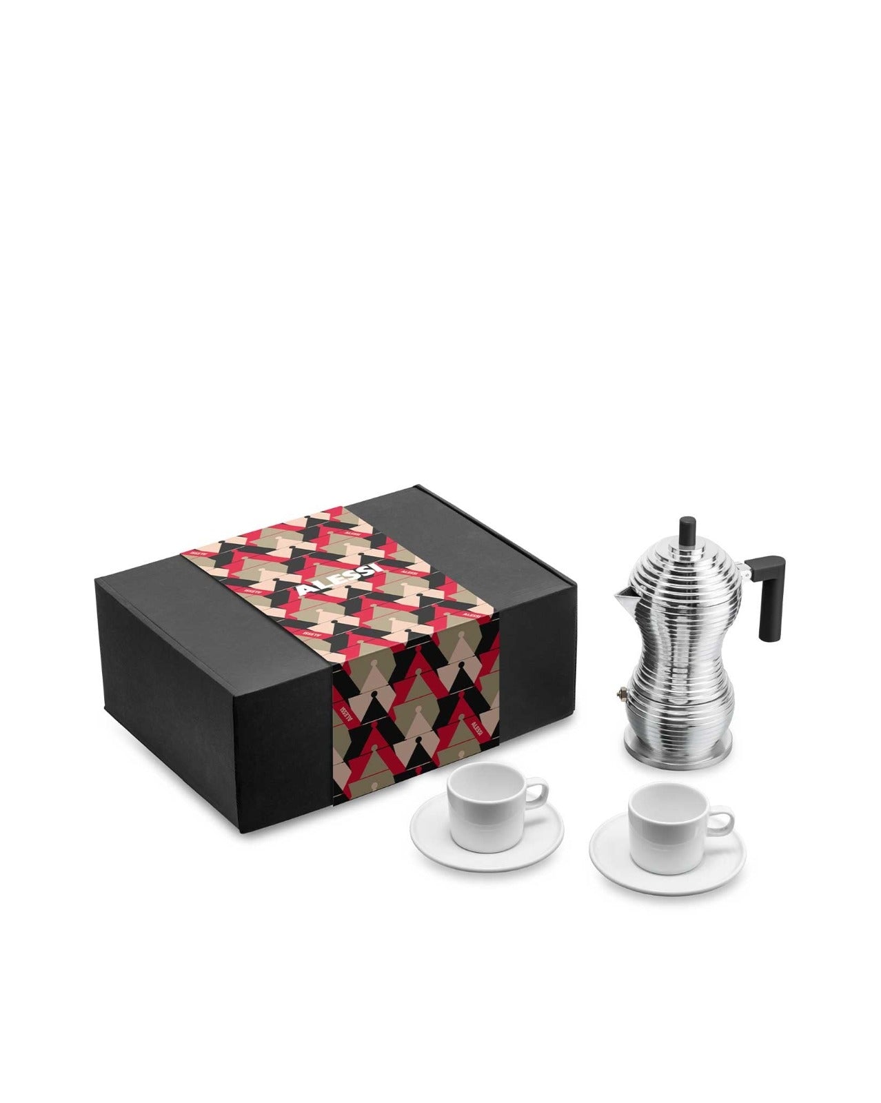 Alessi Set Alessi Coffe Caffettiera Due Tazzine Con Sottotazza Scat...