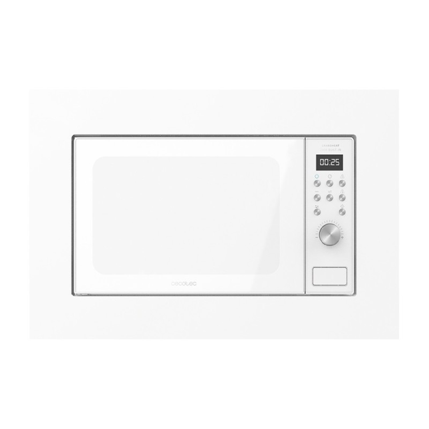 Cecotec Weiß Digitale Und Einbaubare Mikrowelle Mit 20 Liter Fassungsvermögen Mit Grill Und 700 W Leistung.