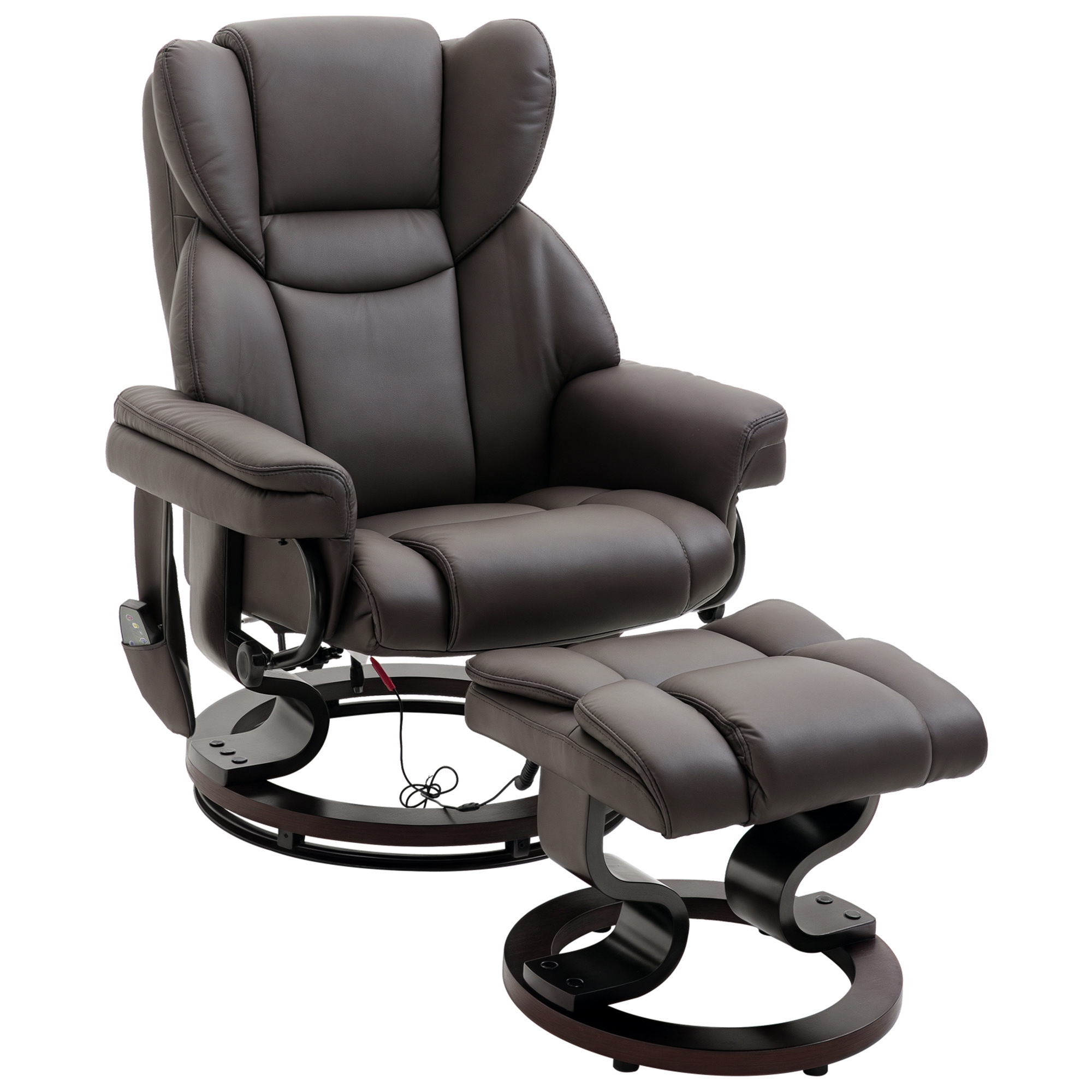 Homcom - Relaxsessel Mit Fußhocker, Elektrischer Fernsehsessel Mit Liegefunktion, Drehbarer Massagesessel Mit Fernbedienung, Seitentasche, Für Wohnzimmer, Kunstleder, Braun
