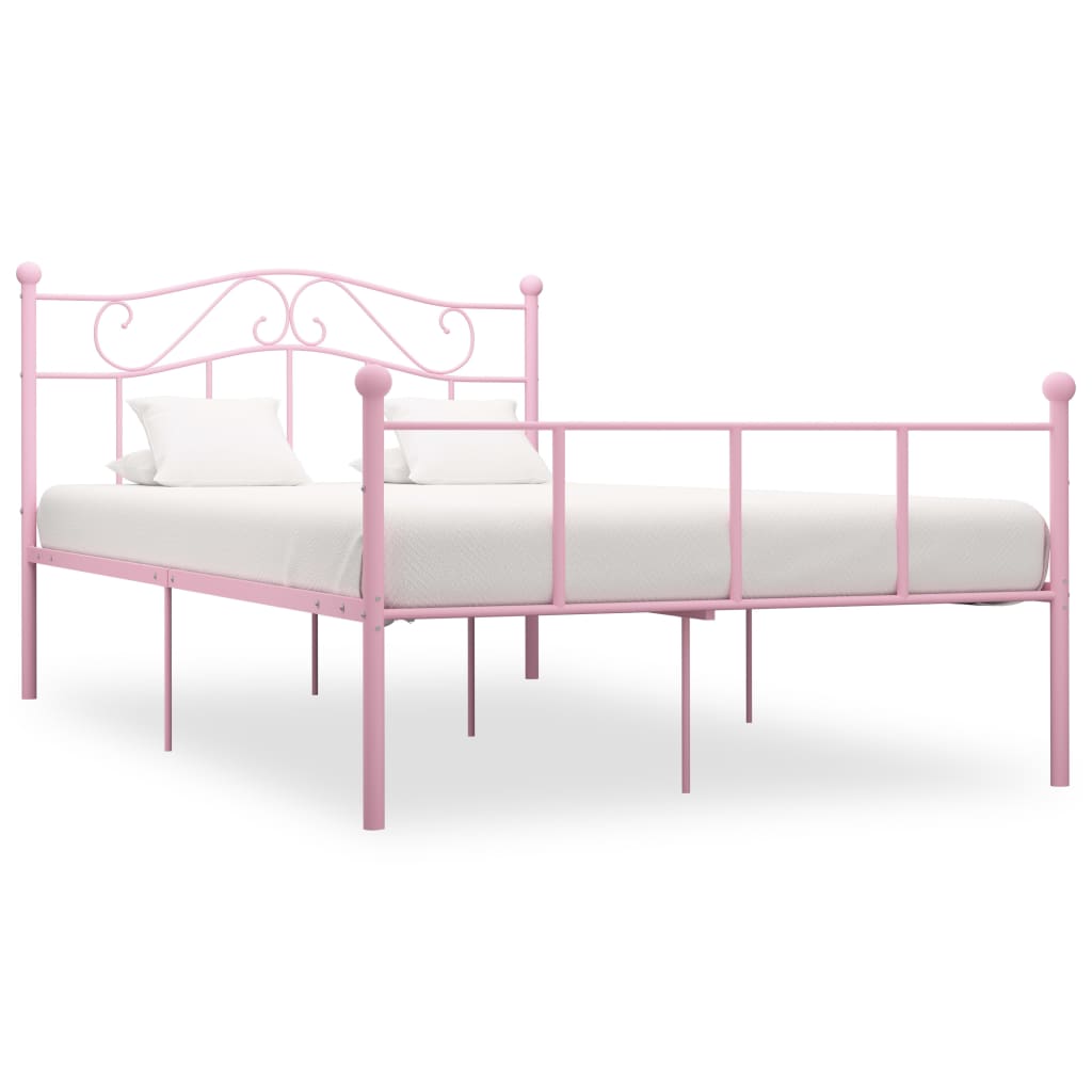 284539 Bed Frame Without Mattress Pink Metal 120x200 Cm Vidaxl