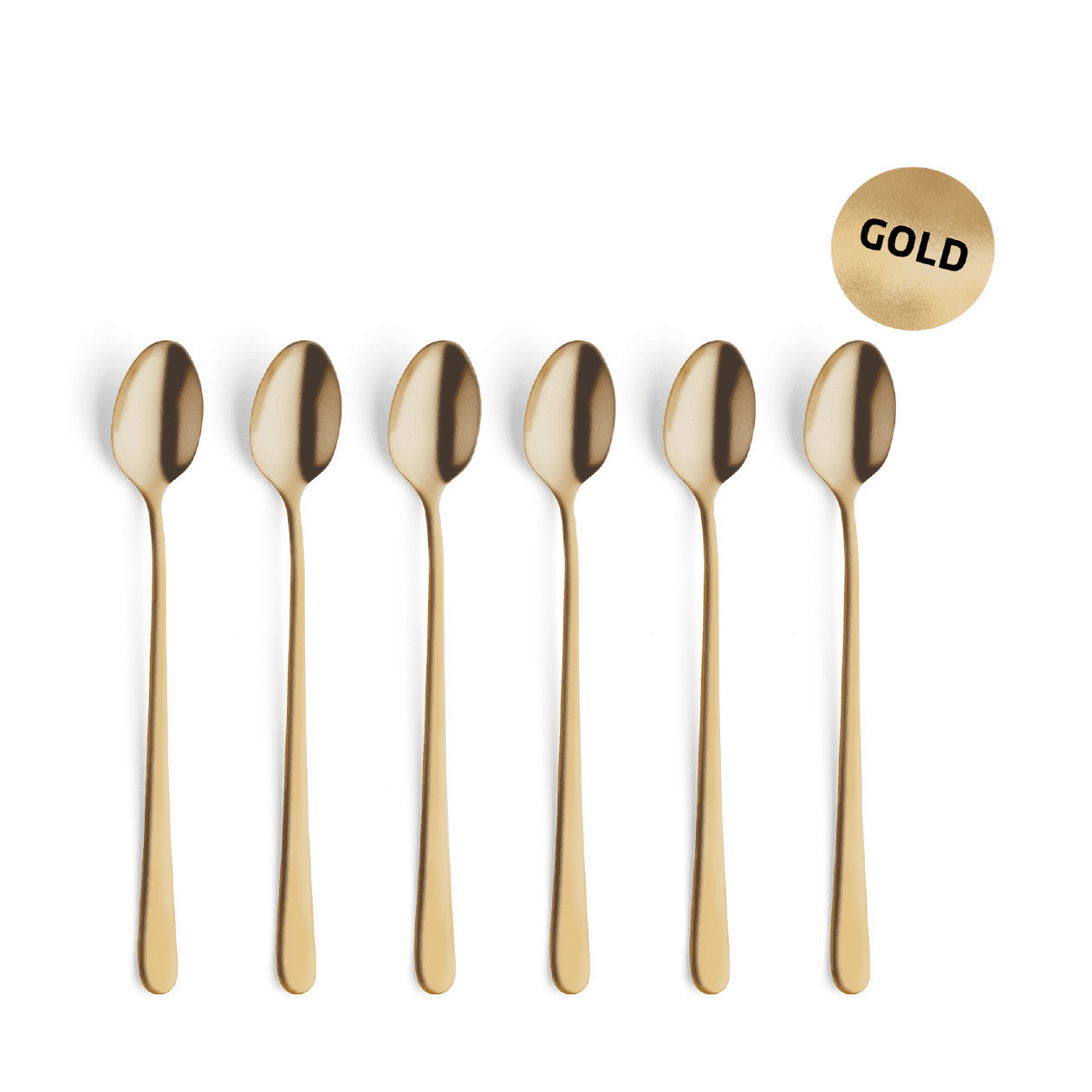 Amefa AUSTIN Latte Macchiato Löffel Set | 6-teilig | stylisches Design in Trendfarbe | Edelstahl mit PVD Veredelung | Gold satiniert | 19, 8 cm | Kaffeelöffel lang | Langer Löffel für Chai Latte - Bild 4