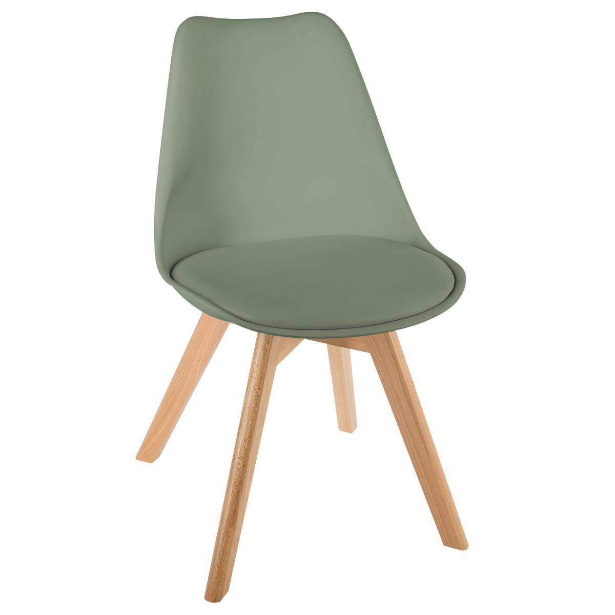 Atmosphera - Chaise Baya Pieds Hêtre Vert Kaki Créateur D'Intérieur