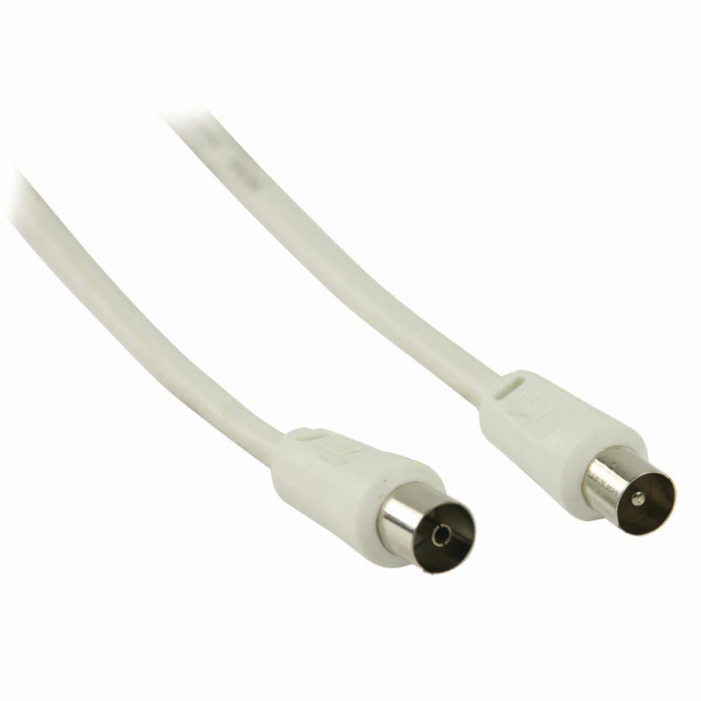 Nedis Weiß Koaxialkabel Iec Koax Stecker Iec Koax Buchse Vernickelt 90 Db 75 Ohm Doppelt Geschirmt 200 M Rund Pvc Wei Kunststoffbeutel 38