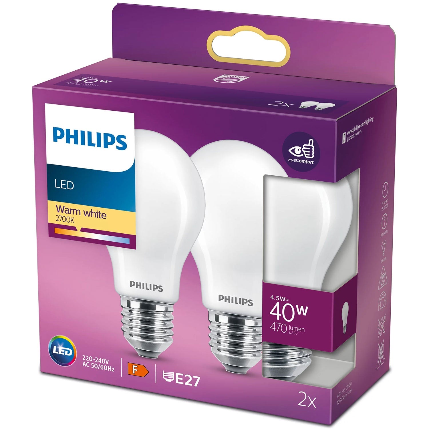 Philips Licht Leuchtmittel, Lampe (E27, 470 Lm, 2X) - Bild 5