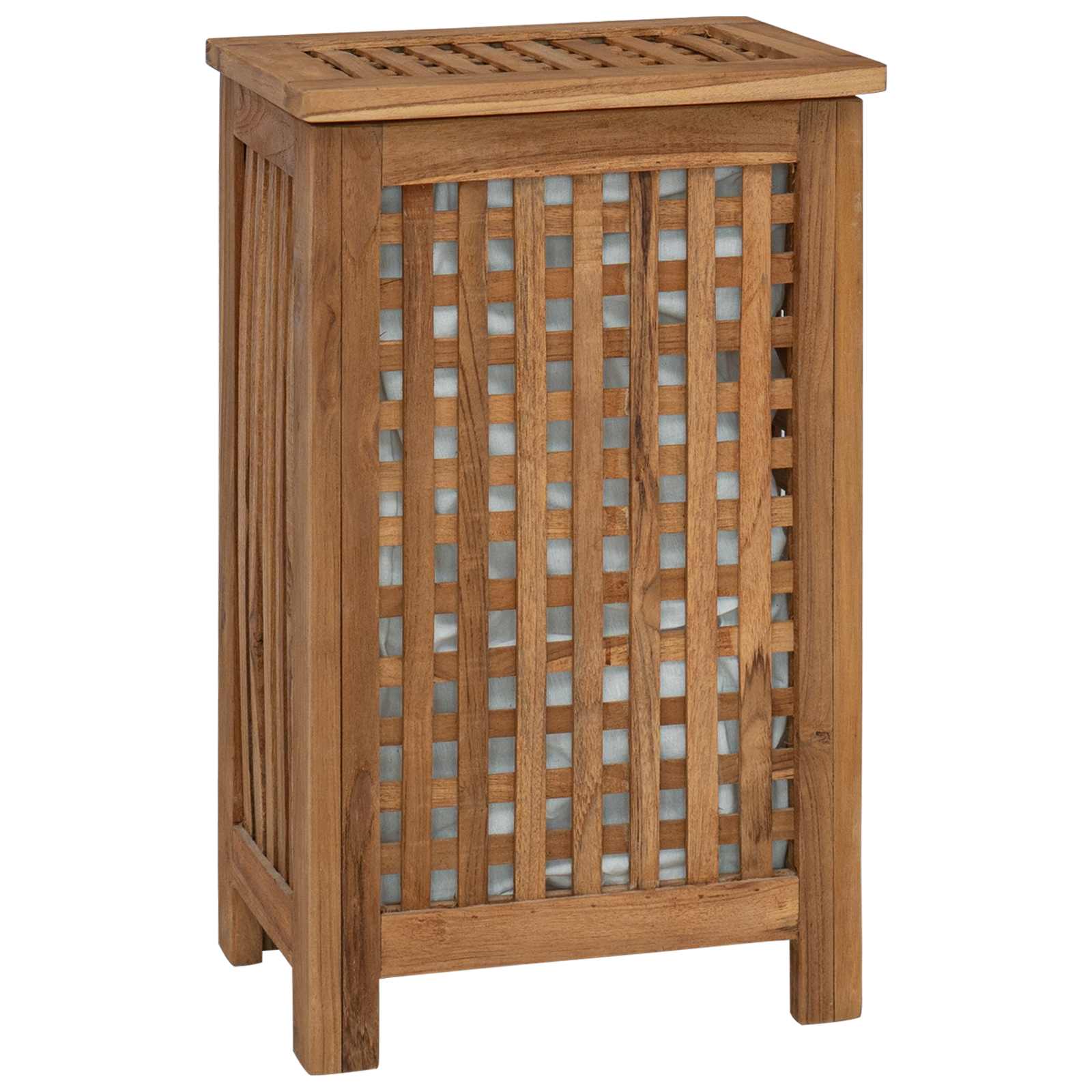 Wäschekorb Wäschesammler Truhe Holz  Natur 35x25x60 Cm Massivholz Teak - Image 3