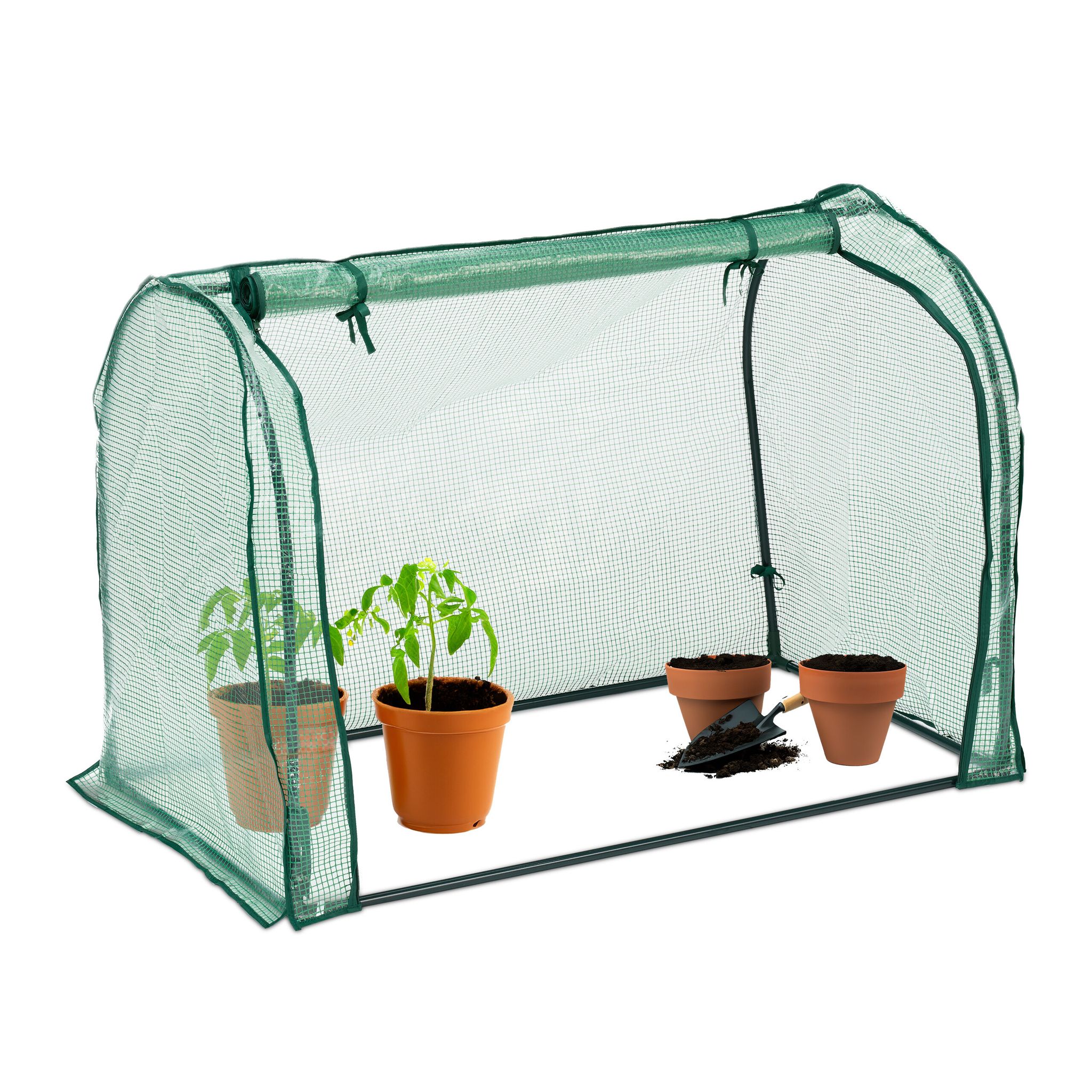 Relaxdays - Foil Greenhouse, Pe Foil, Roll-up Door, Hxwxd, 80 X 113 X 70 Cm, Tunnel, Plug-in System, Transparent/green