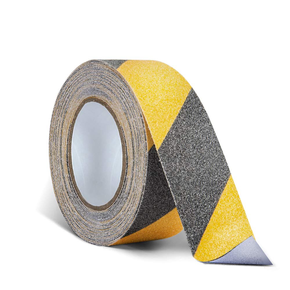 Ruban antidérapant adhésif 5 cm x 10 m, haute traction, noir et jaune, pour escaliers