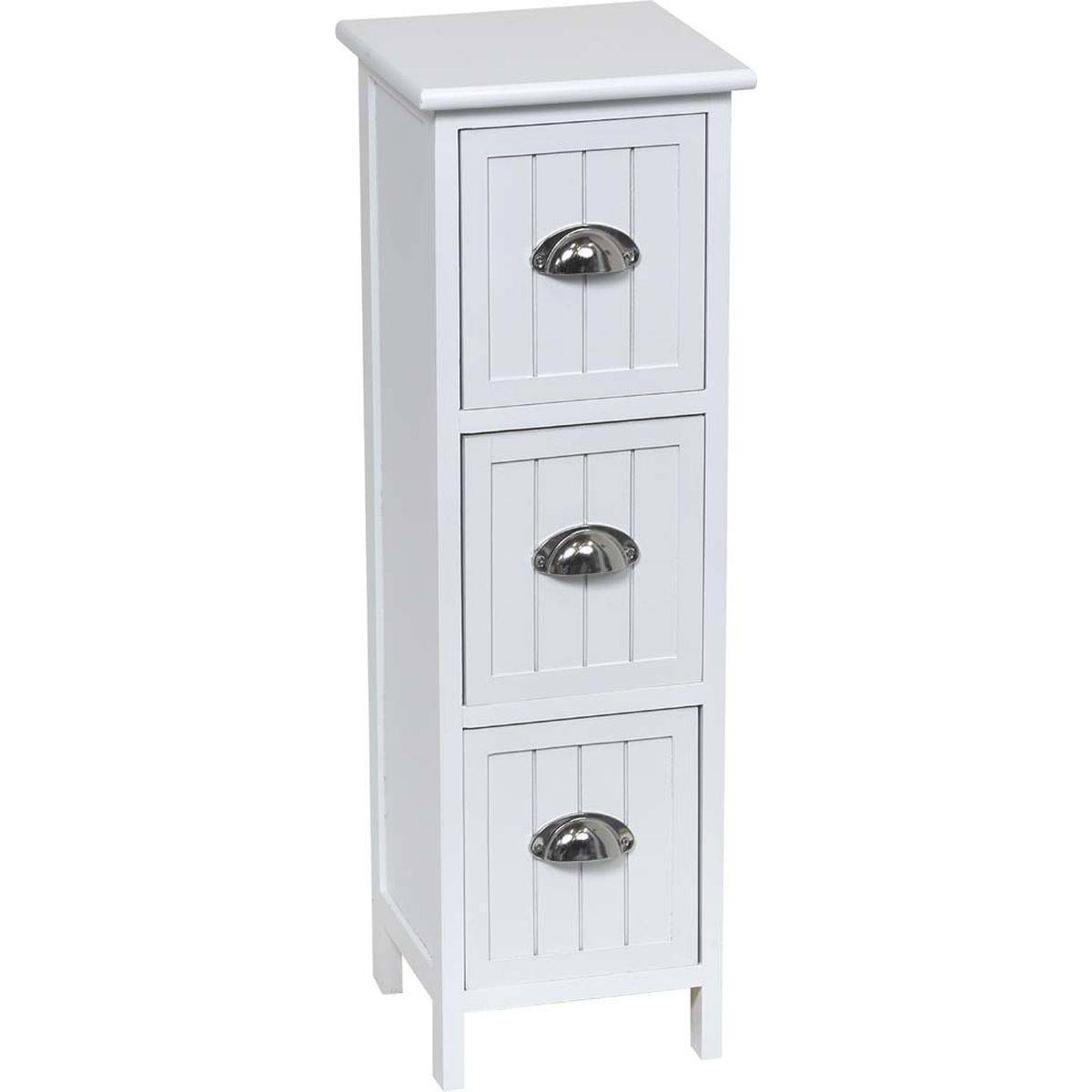 Meuble Mdf Paulownia 3 Tiroirs Avec Poignee - Blanc Tendance