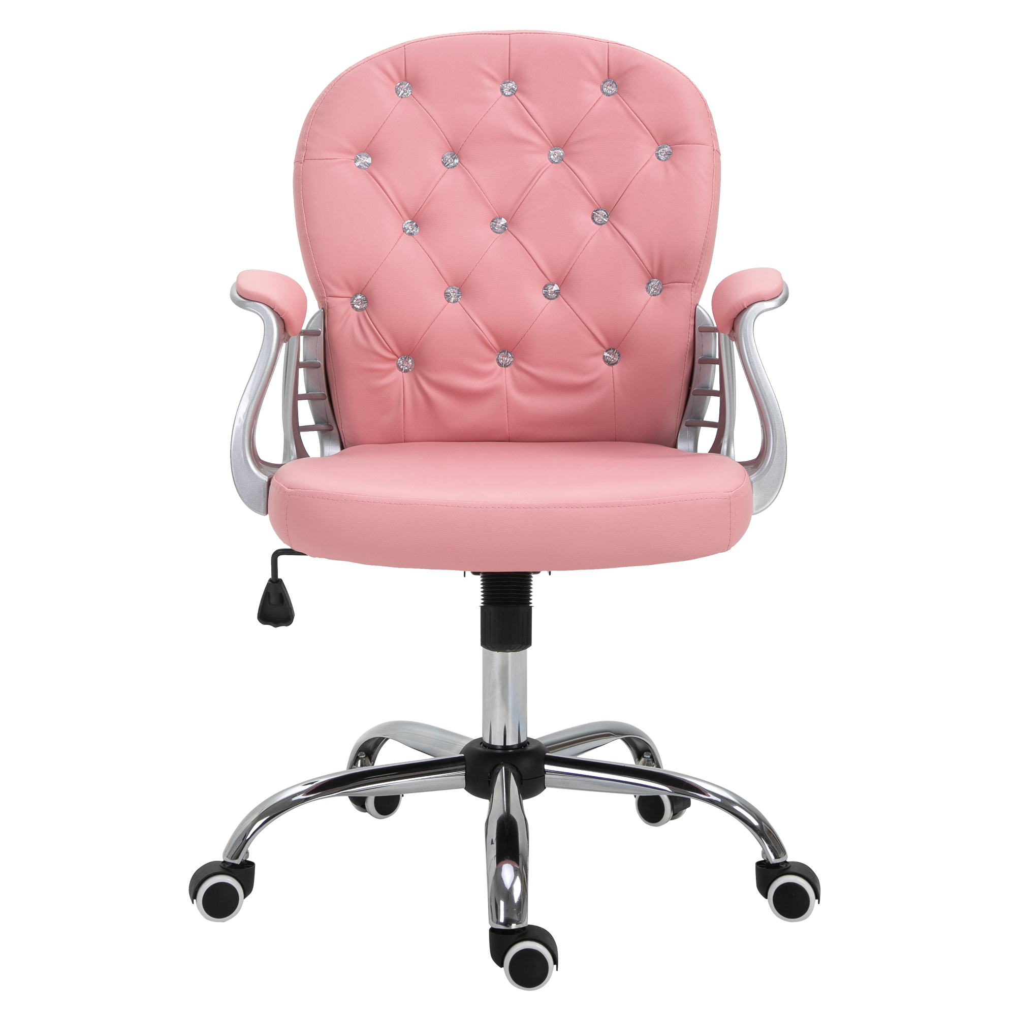 Vinsetto - Bürostuhl, Ergonomisch Schreibtischstuhl Mit Armlehne, Gepolsterter Rückenlehne, Höhenverstellbar Computerstuhl Mit Kunstlederoptik, Drehstuhl Für Home Office, Rosa