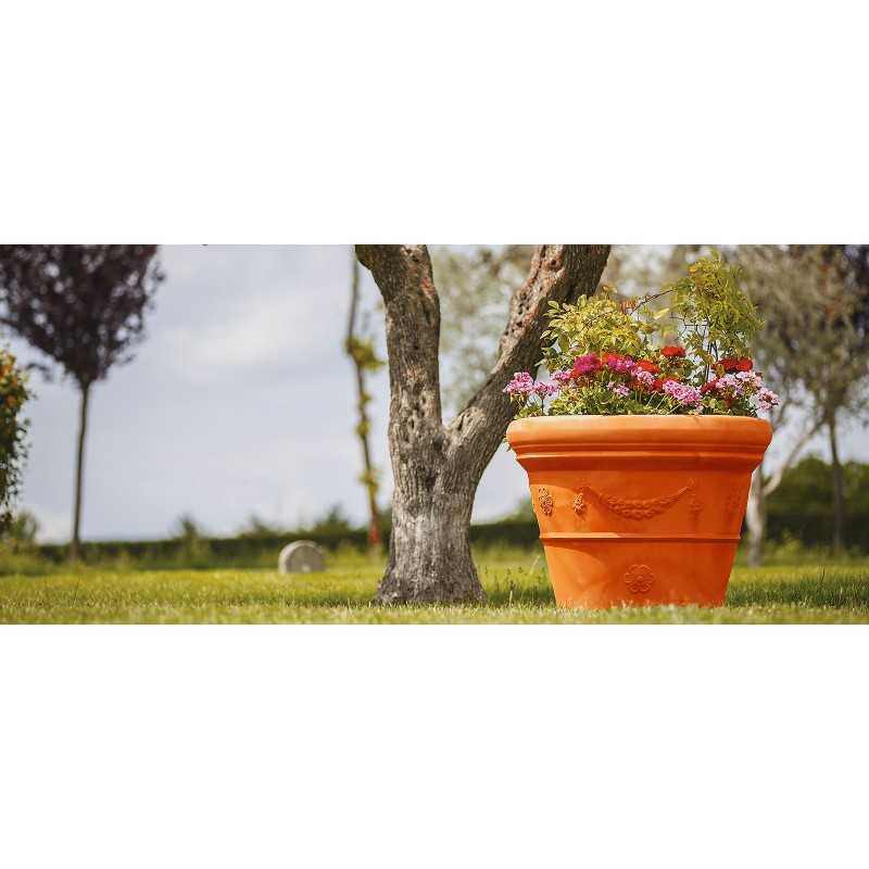 Vase En Polymère Monacis Double Bord Festonné En Terracotta Ø55 (55x45h)