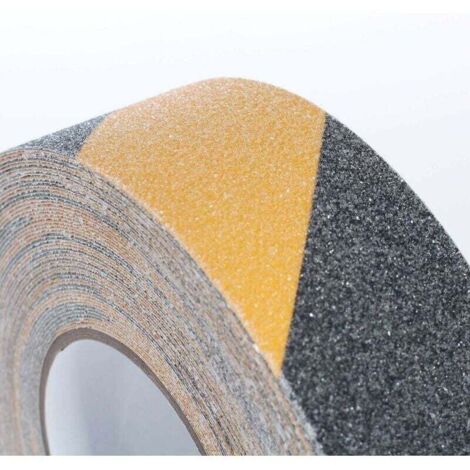 Ruban antidérapant noir et jaune pour marches et échelles, 10 m x 5 cm, lot de 2