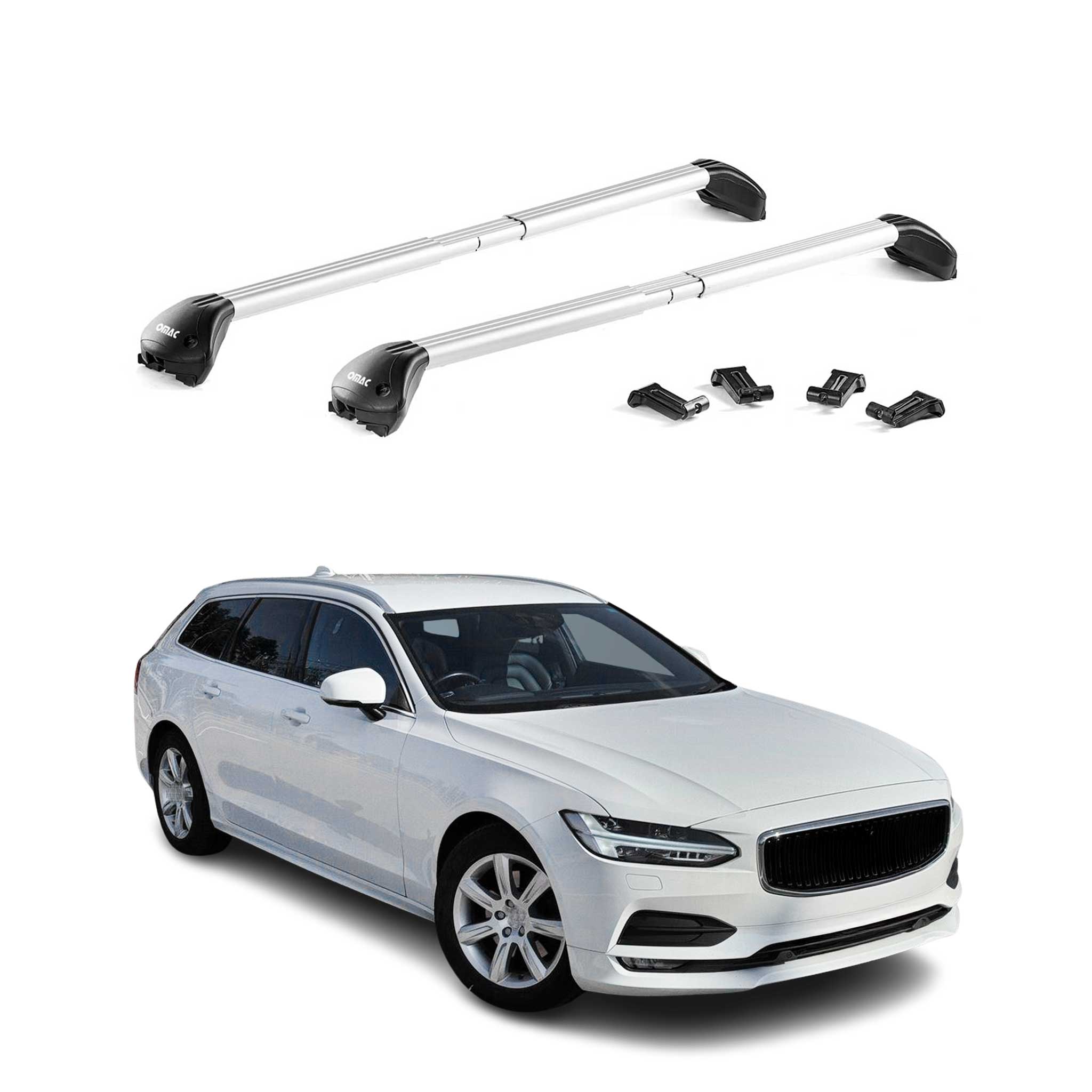 Omac Dachträger Querträger Tüv Geprüft Für Volvo V90 2016-2025 – Abschließbar (4 Schlösser) – Max 100 Kg – Robuste Befestigung Silber 8683828940738