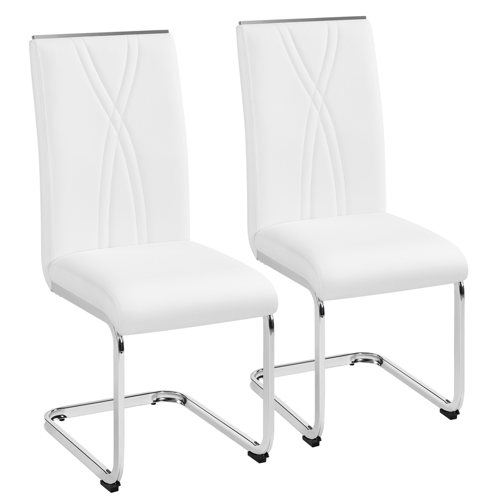 Lot De 2 Chaises Cantilevers Chaises De Salle À Manger En Similicuir