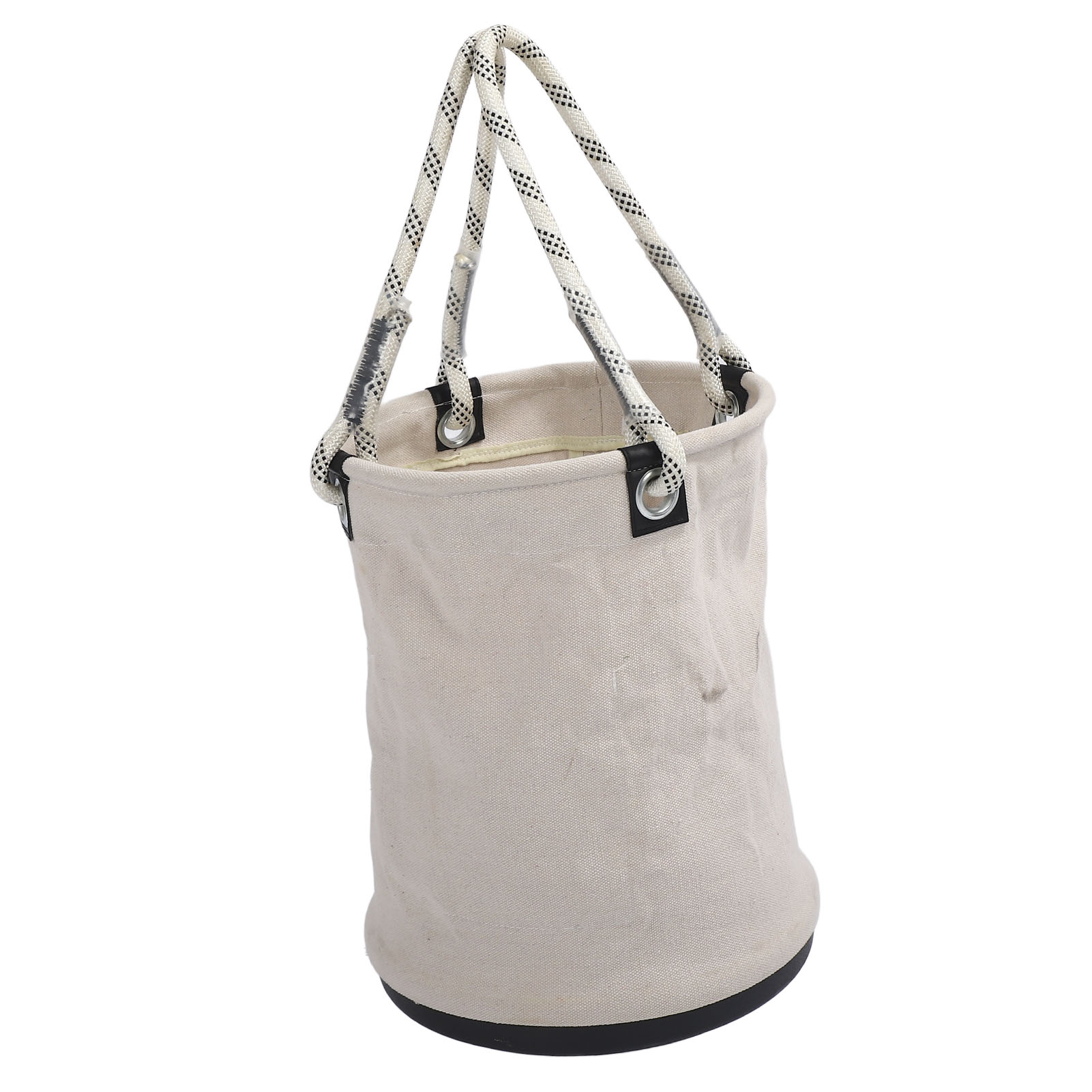 Seau à outils pliable en toile robuste, 40x30 cm, capacité 30 kg, fond plastique, blanc