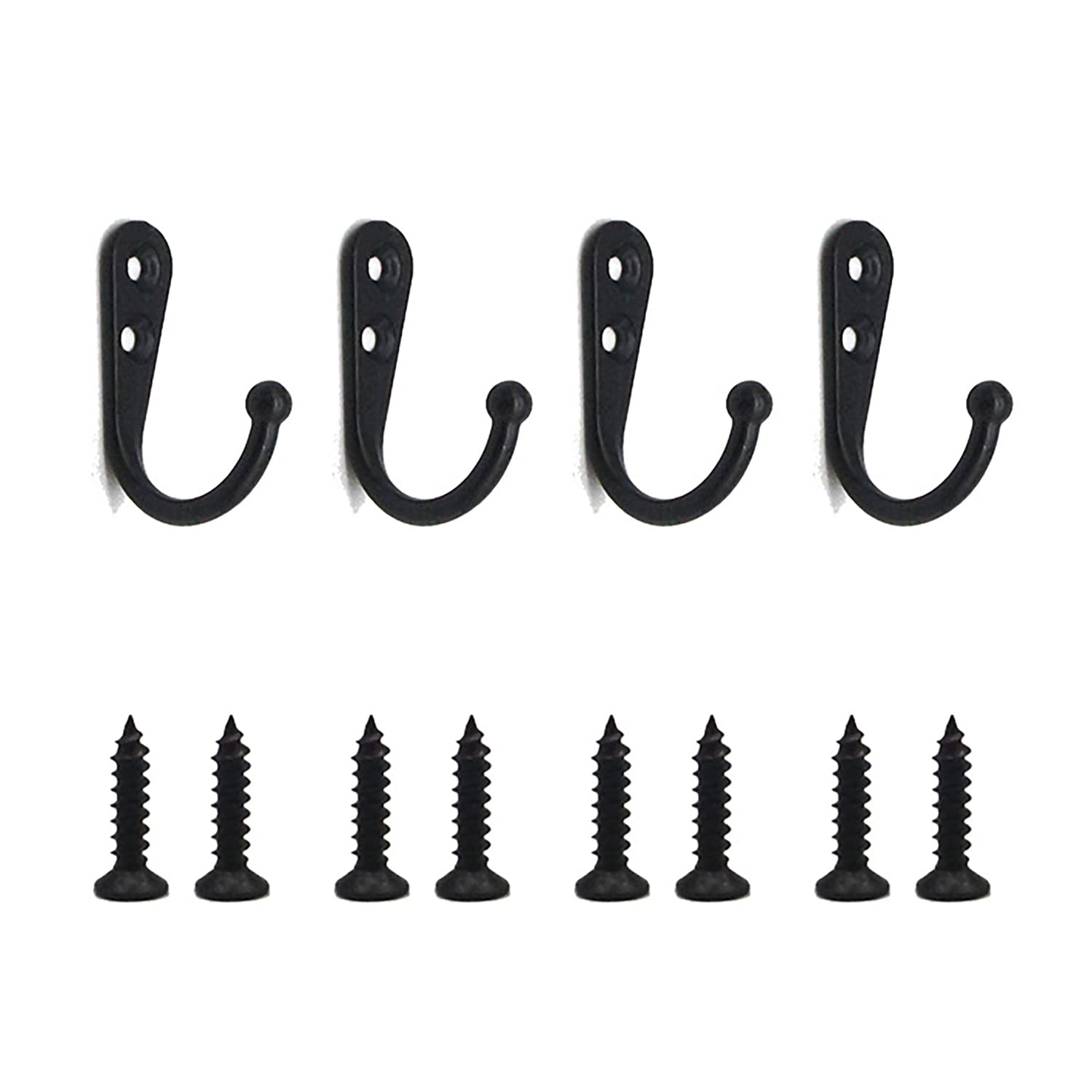 Crochet mural simple en alliage de zinc, finition bronze antique, 40 x 30 x 13 mm, lot de 4