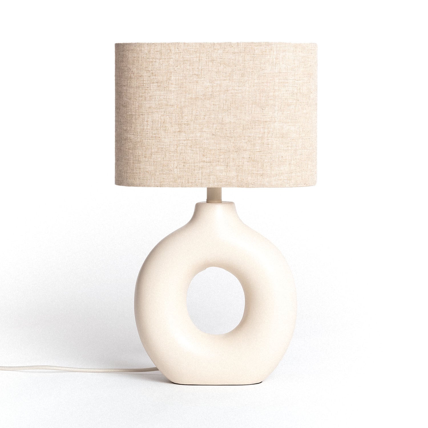 Ledkia - Lampe À Poser Céramique Et Tissu Memphis Beige