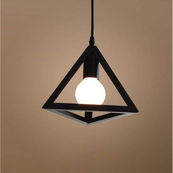 Stoex – Lustre Suspension Cage Triangulaire En Fer – Abat-jour E27 Ajustable 100cm – Luminaire Vintage Pour Salon, Salle À Manger, Cuisine, Bar