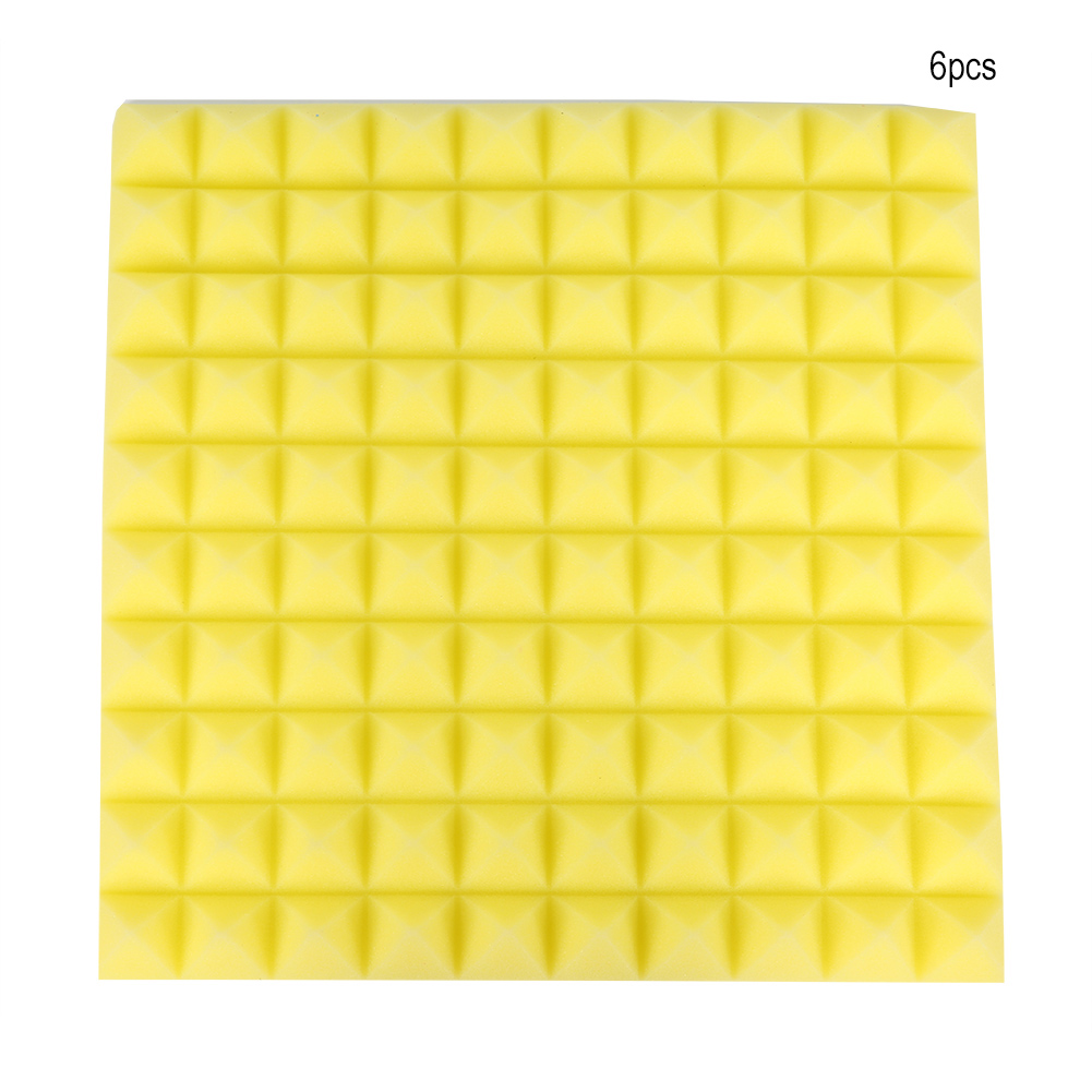 6 Coussins Pyramidaux 50x50x5 Cm Jaunes En Mousse Insonorisante Et