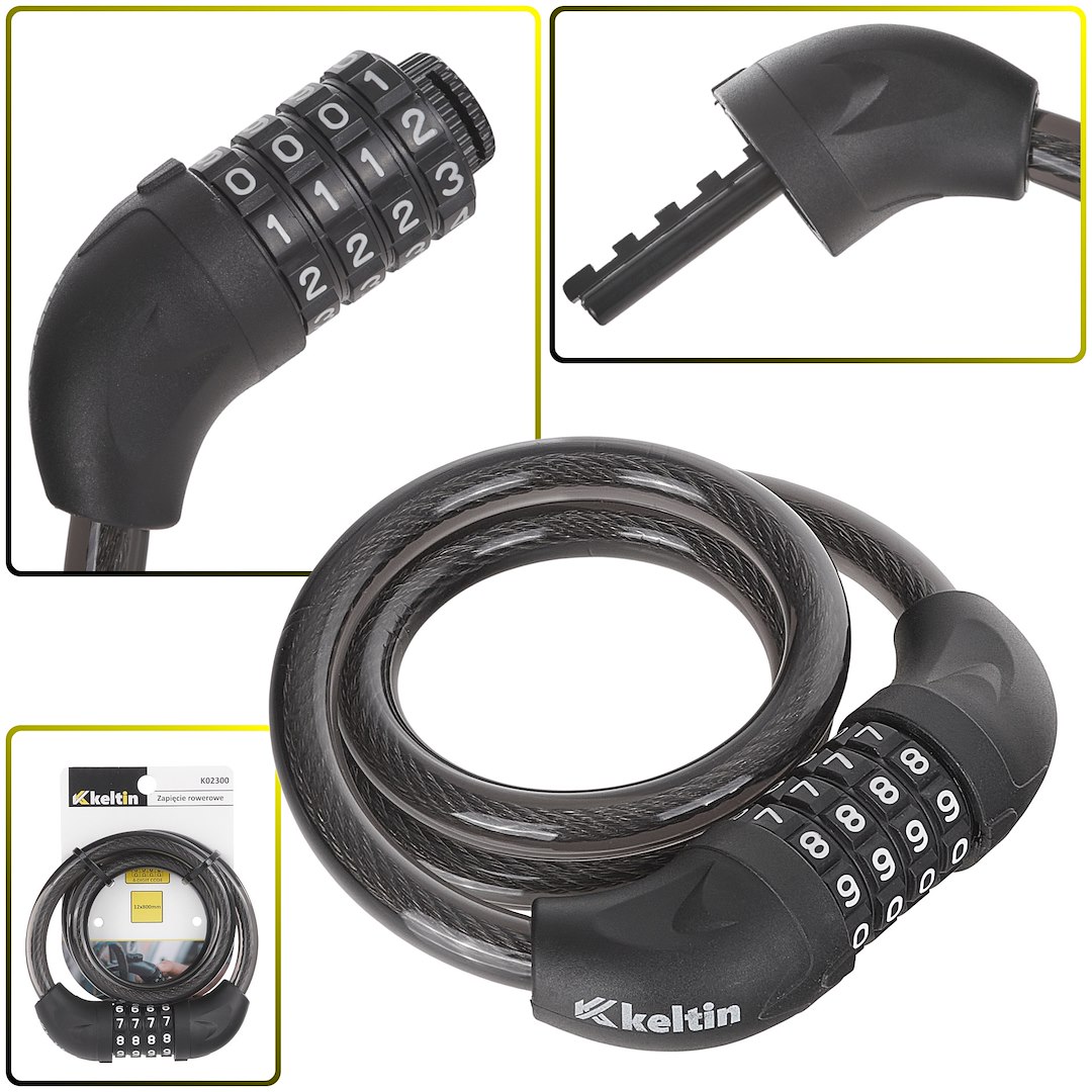 Import Fahrradschloss Mit 4-stelliger Zahlenkombination 12x800mm (60)