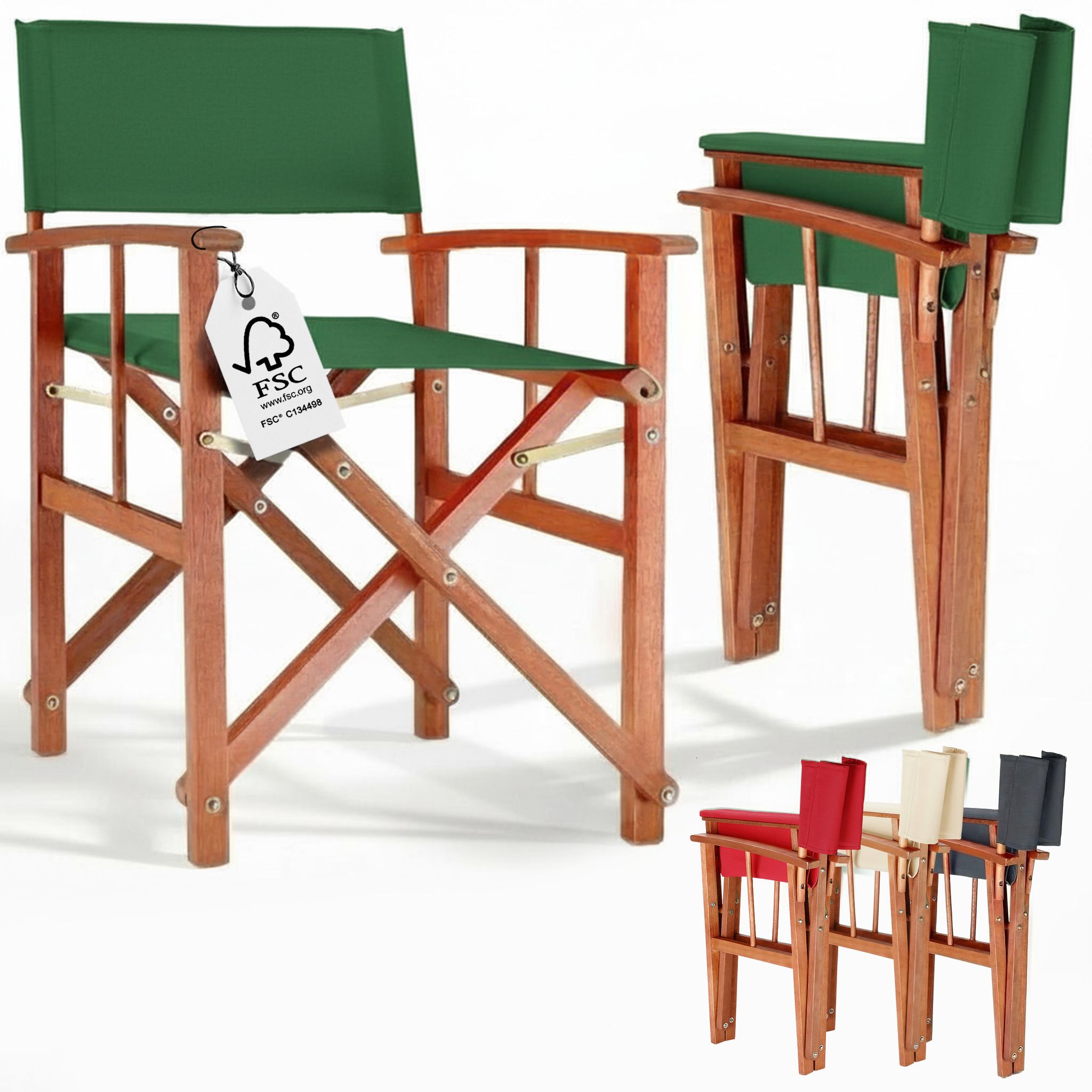 Casaria Wooden Folding Directors Chair Folding Garden Chair With Arms Eucalyptus Wood Frame Fabric Seat Foldable Outdoor Chair Patio Balcony Camping Decking