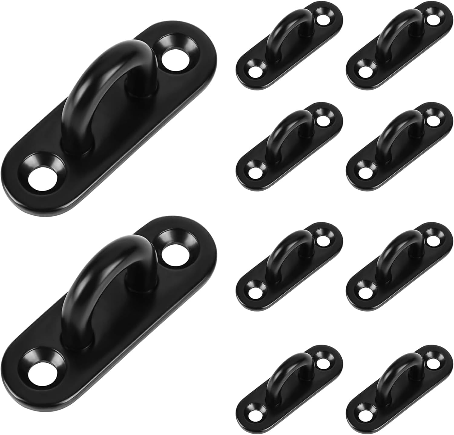 Crochet de plafond à œillet 50 mm en acier inoxydable, noir, lot de 10