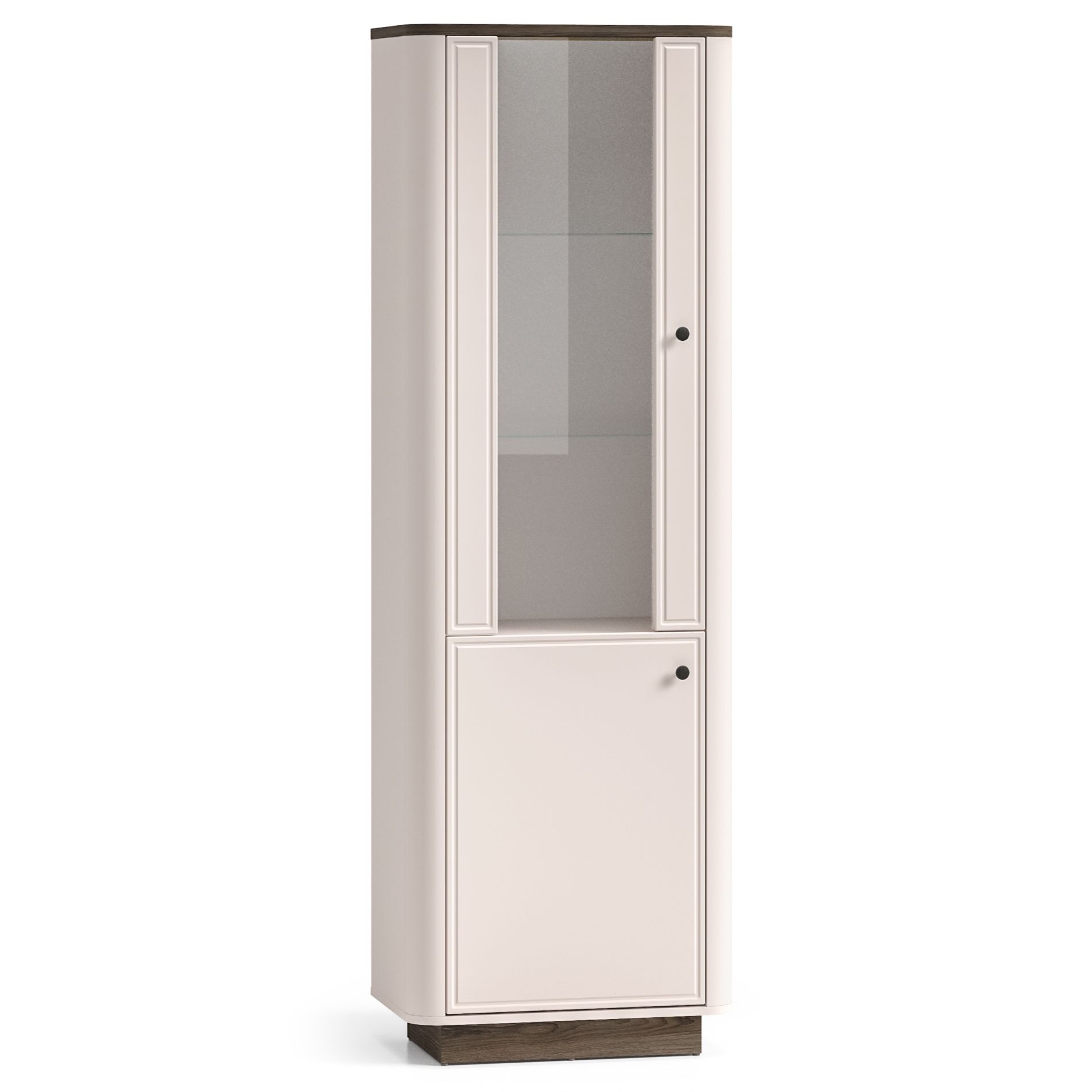 Selsey Vilavio – Vitrine, 2-türig Mit Led, Kaschmirgrau/eichenoptik Dunkel, 65 Cm