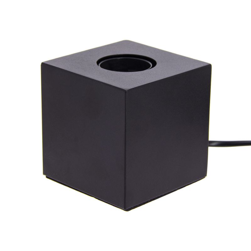 Xanlite - Lampe À Poser Cube En Métal Noir, Compatible Culot E27, Ip20, 60w Puissance Max - Xdlapcubikb