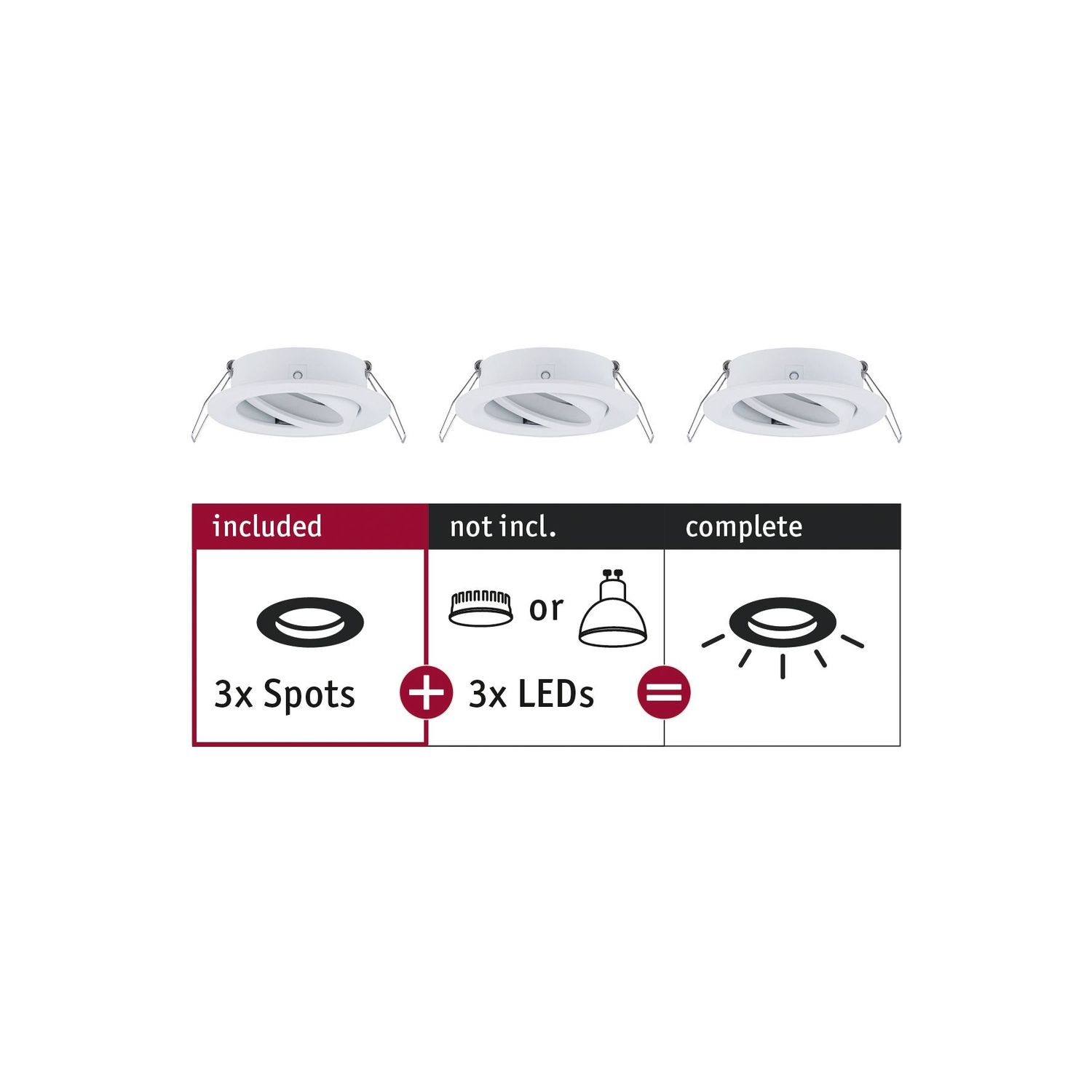 Paulmann 92486 EBL Choose Recess-mount Bracket Set Swiveling White