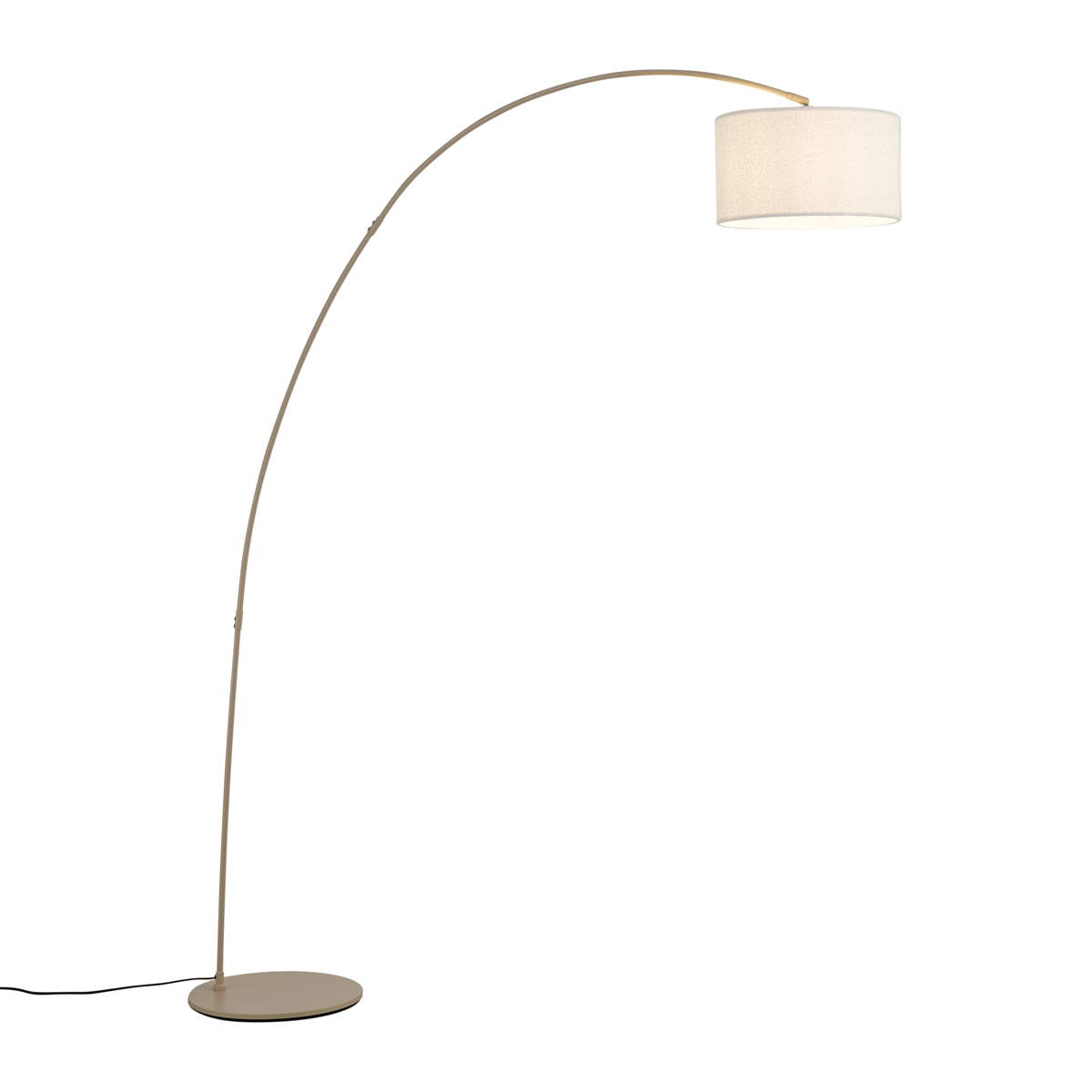 Qazqa – Lampadaire Arc Moderne Beige – Abat-jour En Tissu Teddy