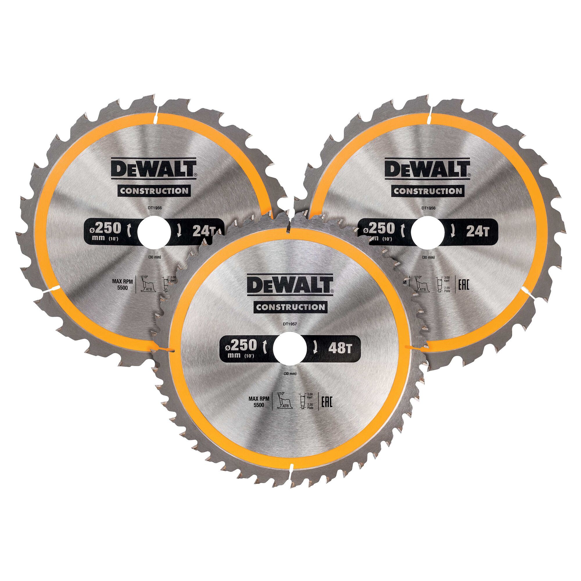 DEWALT TARLET PIZE EX KPL. 3St. 250mm 2x24z, 1x48z DT1963 - Bild 4