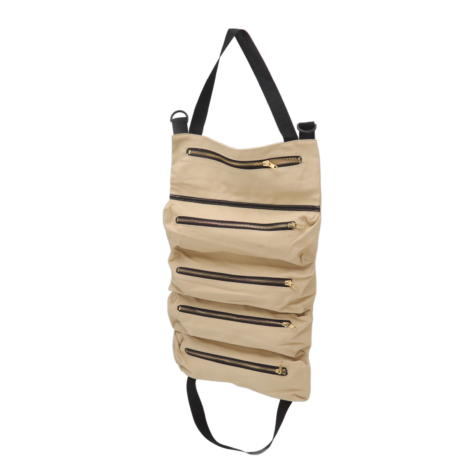 Sacoche de rangement pour outils en toile, 5 poches zippées, 48 x 29 cm, kaki