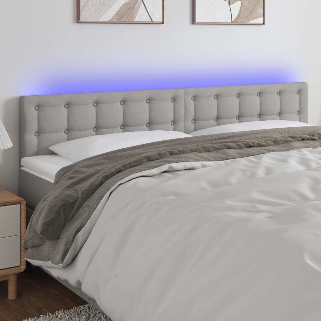 Tête De Lit À Led Gris Clair 200x5x78/88 Cm Tissu
