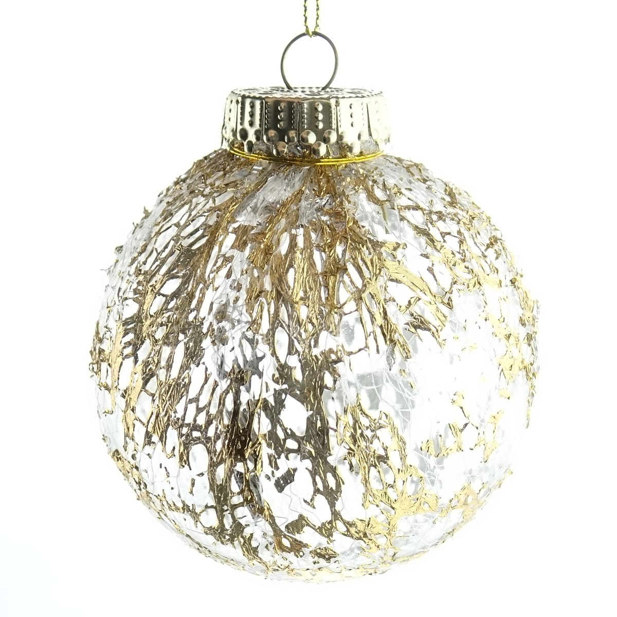 Decoris - Kaemingk Bruchfeste Weihnachtskugel Transparent Golddekor Ø 8 Cm - Kunststoff